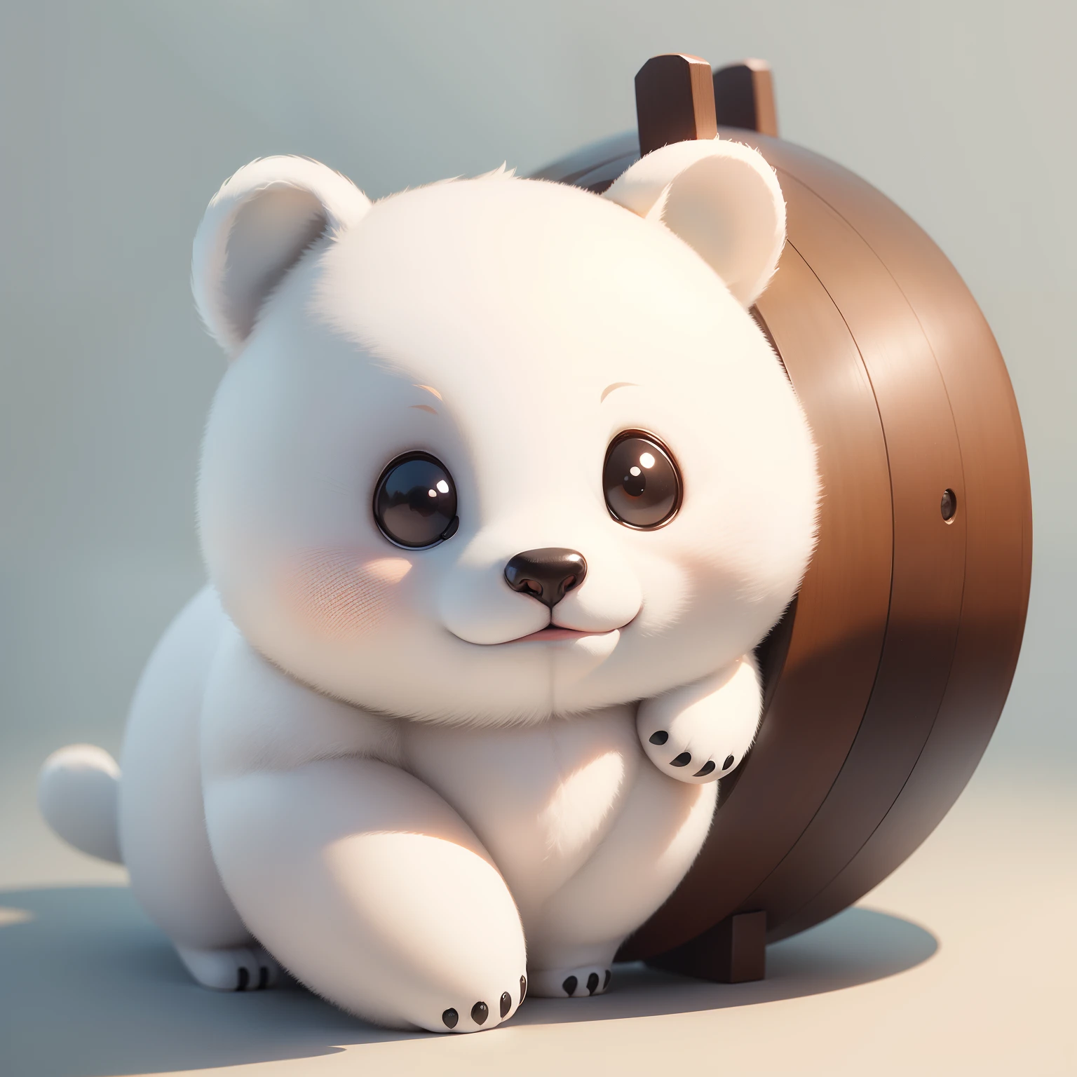 white bear、Round character design、illustratio、friendly、adorable eyes