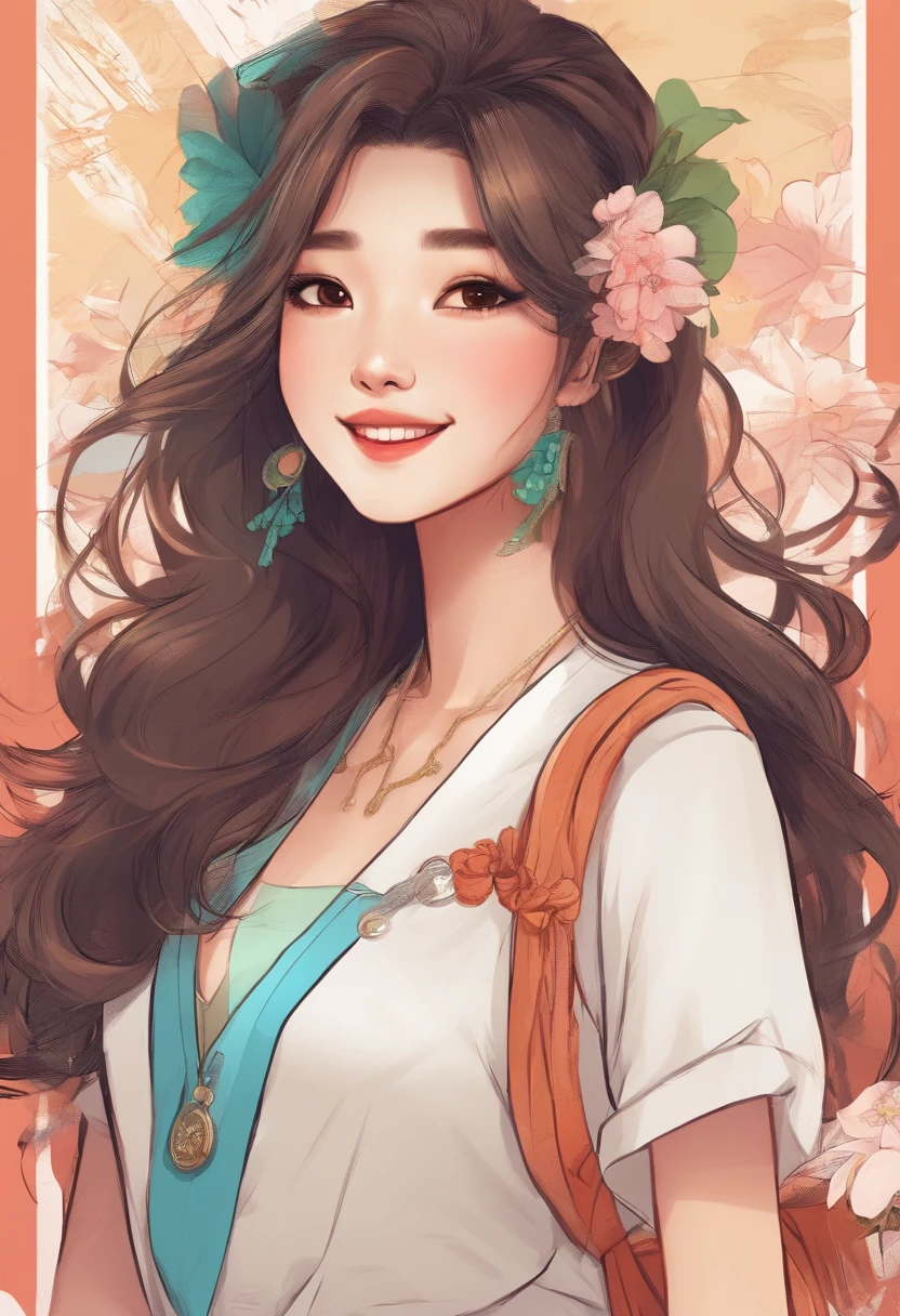 Super pretty 20 year old Korean girl,happy face,costume: Casual style, Cartoon style illustration, Cartoon Art Style, digital illustration , Highly detailed character design, cute detailed digital art, beautiful digital illustration, high quality portrait, Comic art, Asia, Character Design Portrait, ((Remove Background))