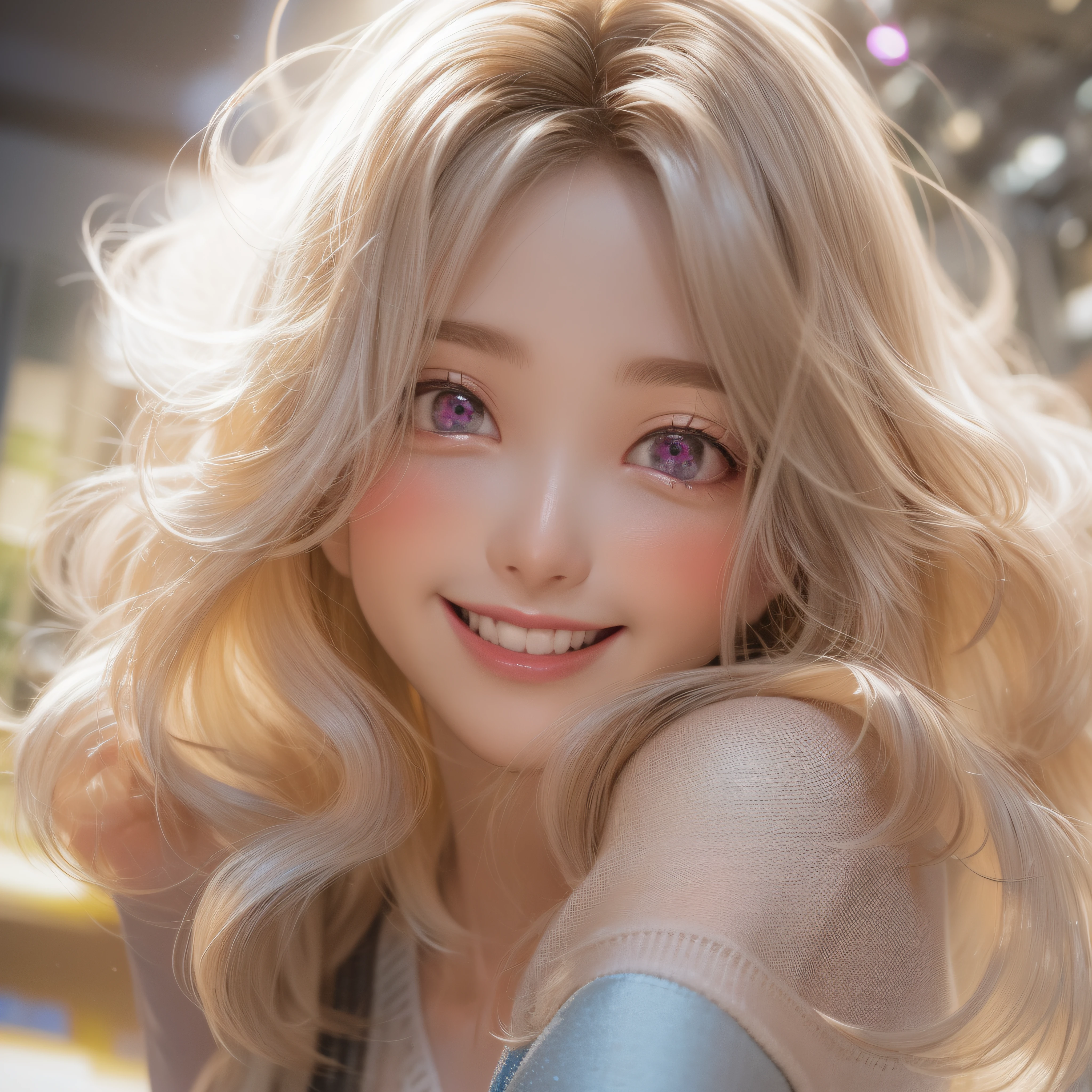 close-up of the smile face、close-up of the smile face、Designer、(realisitic、hight resolution)、(1 girl in)、Do-Up Eye、Korean Girl、(Best Quality), (masutepiece), (1girl in), Solo, a beauty girl, Perfect face, dreamlikeart、Highly detailed airbrush art((Surreal))、Volumetric lighting、(top-quality)、The ultra-detailliert、Highly detailed colorful details、(Bright lighting)、dynamic compositions、Ray traching、The mirror reflects light、Shallow depth of field、ultra-detailliert、mixing exposure、nffsw、Her eyes are glowing pink、eyes are pink。Tank Tops