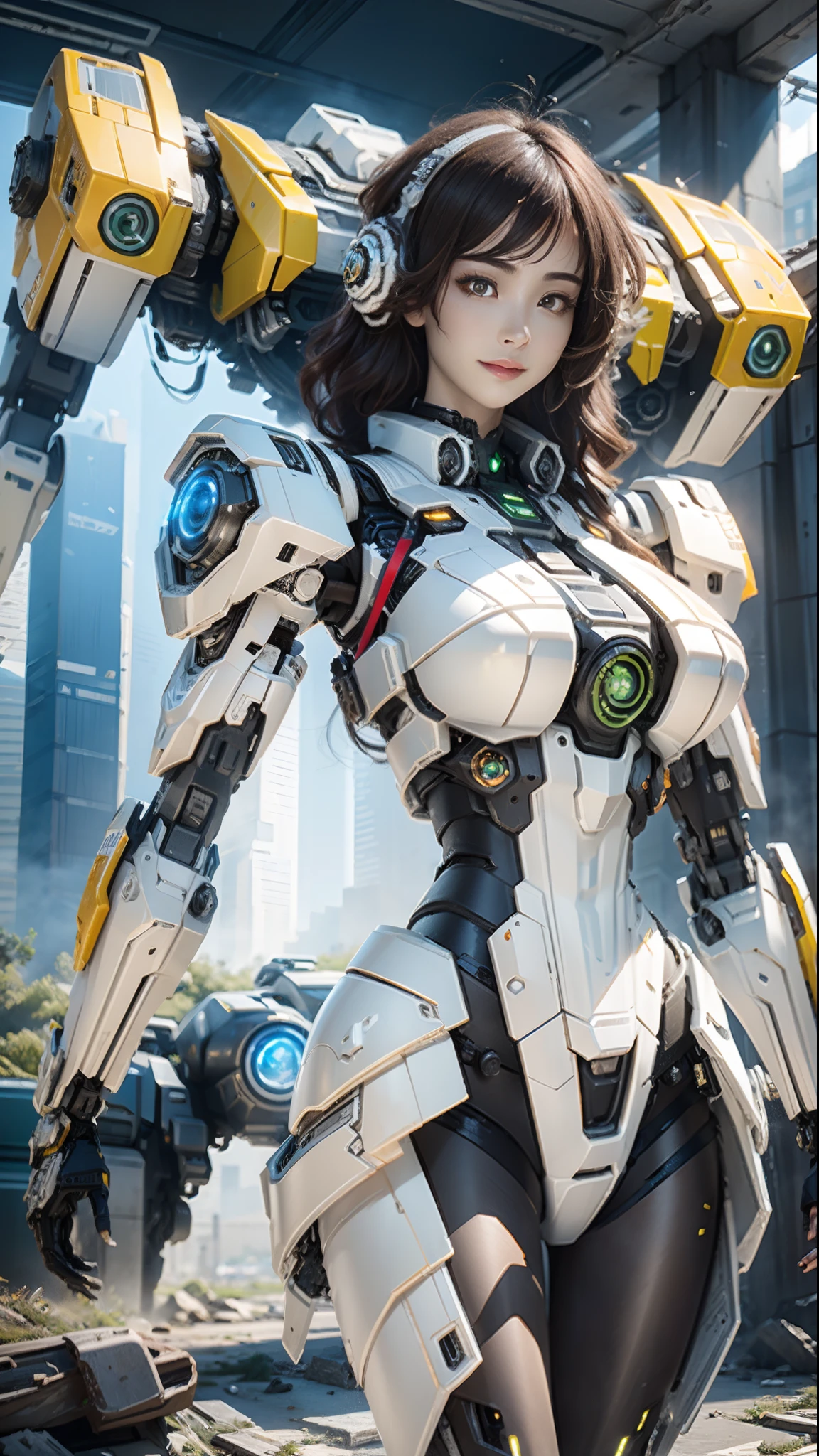 ((Best quality)), ((masterpiece)), (highly detailed:1.3), 3D,Shitu-mecha, beautiful cyberpunk women with her mecha in the ruins of city from a forgoten war, ancient technology,HDR (High Dynamic Range),Ray Tracing,NVIDIA RTX,Super-Resolution,Unreal 5,Subsurface scattering,PBR Texturing,Post-processing,Anisotropic Filtering,Depth-of-field,Maximum clarity and sharpness,Multi-layered textures,Albedo and Specular maps,Surface shading,Accurate simulation of light-material interaction,Perfect proportions,Octane Render,Two-tone lighting,Low ISO,White balance,Rule of thirds,Wide aperature,8K RAW,Efficient Sub-Pixel,sub-pixel convolution,luminescent particles,light scattering,Tyndall effect