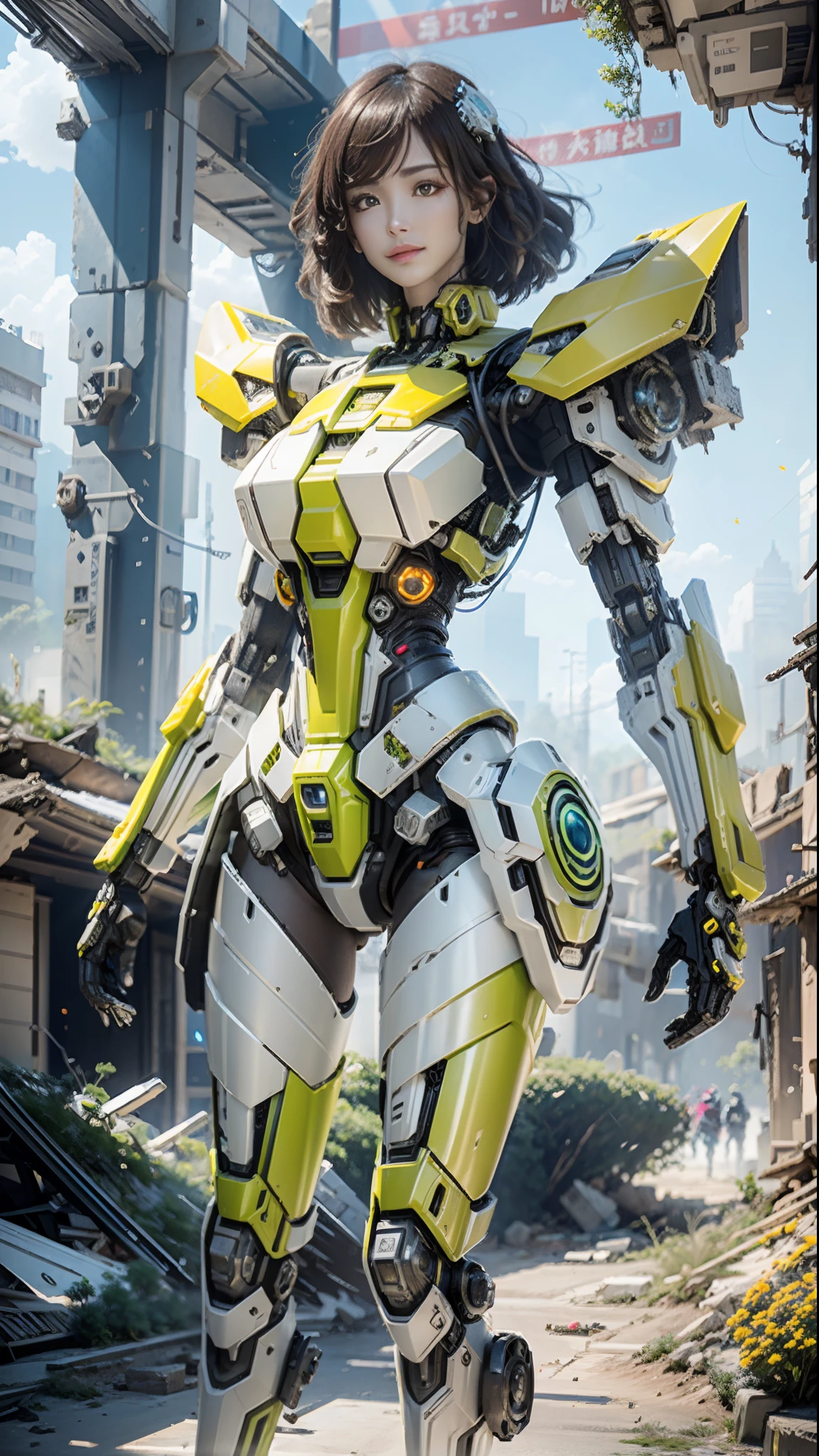 ((Best quality)), ((masterpiece)), (highly detailed:1.3), 3D,Shitu-mecha, beautiful cyberpunk women with her mecha in the ruins of city from a forgoten war, ancient technology,HDR (High Dynamic Range),Ray Tracing,NVIDIA RTX,Super-Resolution,Unreal 5,Subsurface scattering,PBR Texturing,Post-processing,Anisotropic Filtering,Depth-of-field,Maximum clarity and sharpness,Multi-layered textures,Albedo and Specular maps,Surface shading,Accurate simulation of light-material interaction,Perfect proportions,Octane Render,Two-tone lighting,Low ISO,White balance,Rule of thirds,Wide aperature,8K RAW,Efficient Sub-Pixel,sub-pixel convolution,luminescent particles,light scattering,Tyndall effect