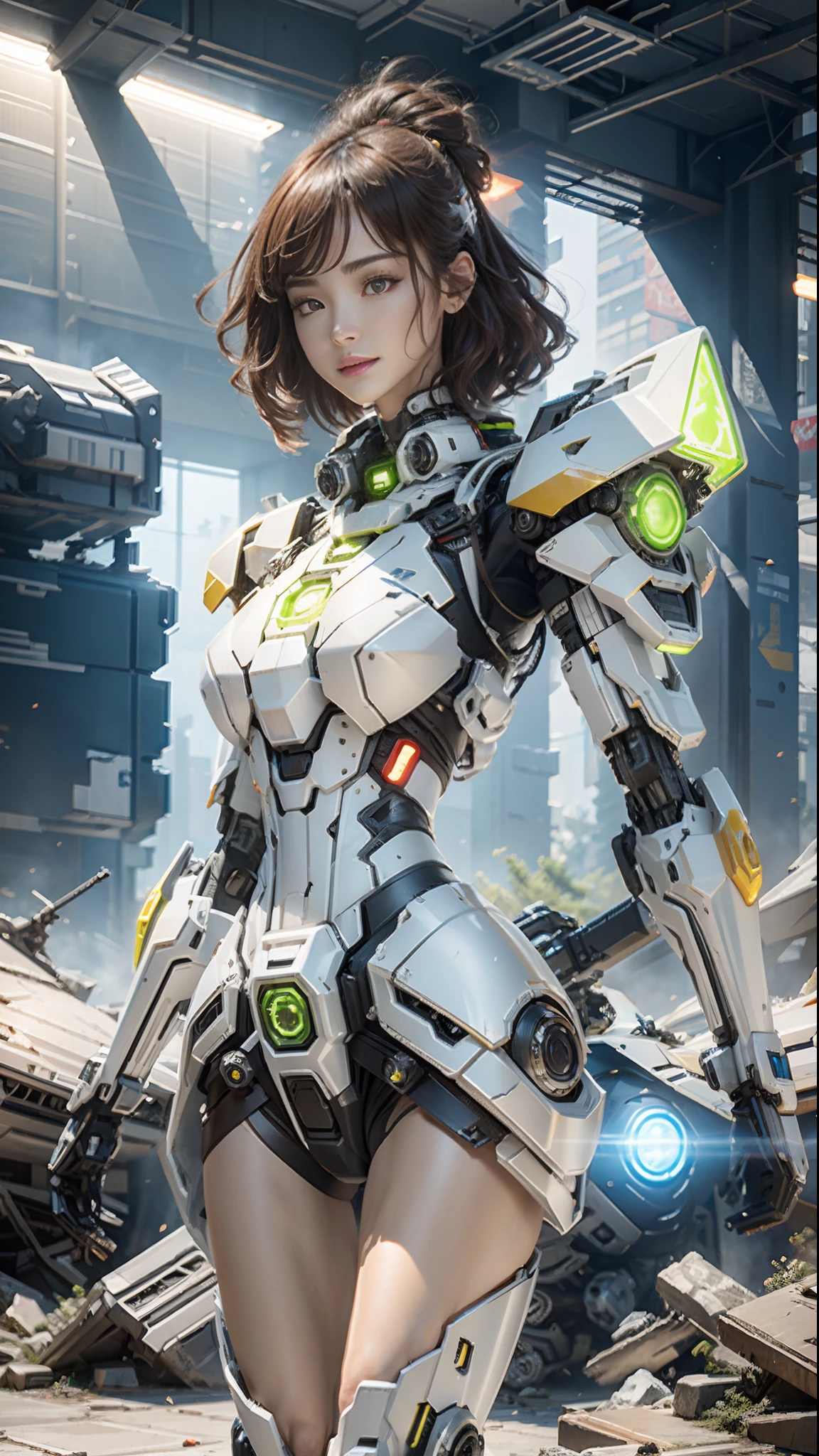 ((Best quality)), ((masterpiece)), (highly detailed:1.3), 3D,Shitu-mecha, beautiful cyberpunk women with her mecha in the ruins of city from a forgoten war, ancient technology,HDR (High Dynamic Range),Ray Tracing,NVIDIA RTX,Super-Resolution,Unreal 5,Subsurface scattering,PBR Texturing,Post-processing,Anisotropic Filtering,Depth-of-field,Maximum clarity and sharpness,Multi-layered textures,Albedo and Specular maps,Surface shading,Accurate simulation of light-material interaction,Perfect proportions,Octane Render,Two-tone lighting,Low ISO,White balance,Rule of thirds,Wide aperature,8K RAW,Efficient Sub-Pixel,sub-pixel convolution,luminescent particles,light scattering,Tyndall effect