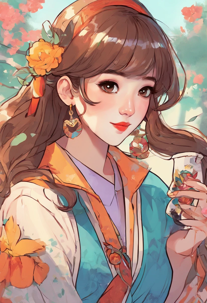 Super pretty 20 year old Korean girl,happy face, Cartoon style illustration, Cartoon Art Style, Digital illustration style, Highly detailed character design, cute detailed digital art, beautiful digital illustration, high quality portrait, Comic art, Asia, Character Design Portrait,