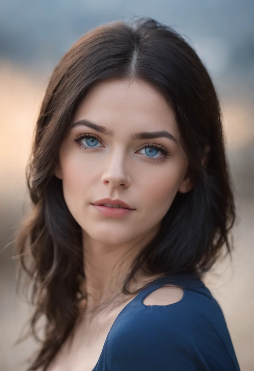 Best Quality, masutepiece, Black hair, Blue eyes, profile, Upper body