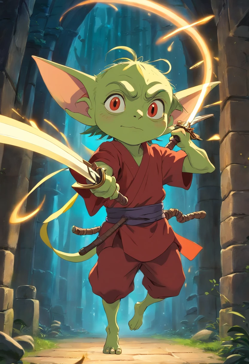 Goblin, 2 Meters Tall, 75 Years Old, With Telekinesis Power, Uses Ninja Star, Katana and Spear