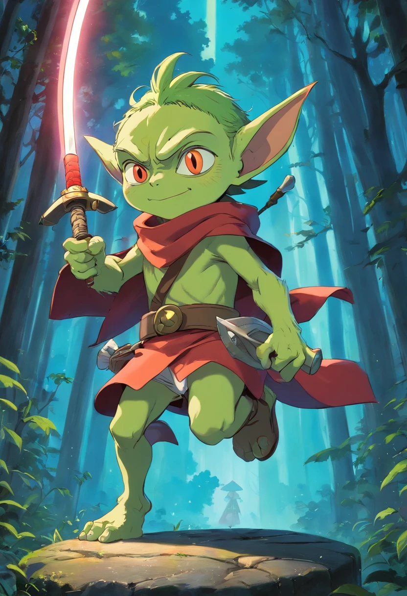 Goblin, 2 Meters Tall, 75 Years Old, With Telekinesis Power, Uses Ninja Star, Katana and Spear