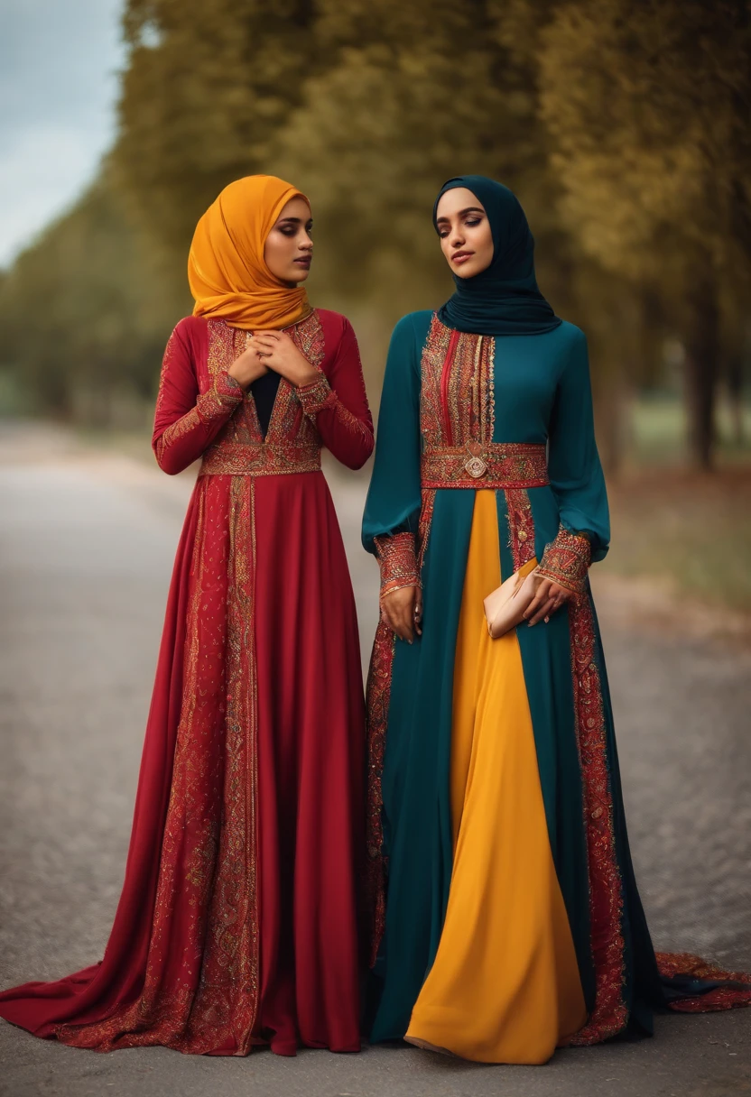 Lesbians, hijab, long dress
