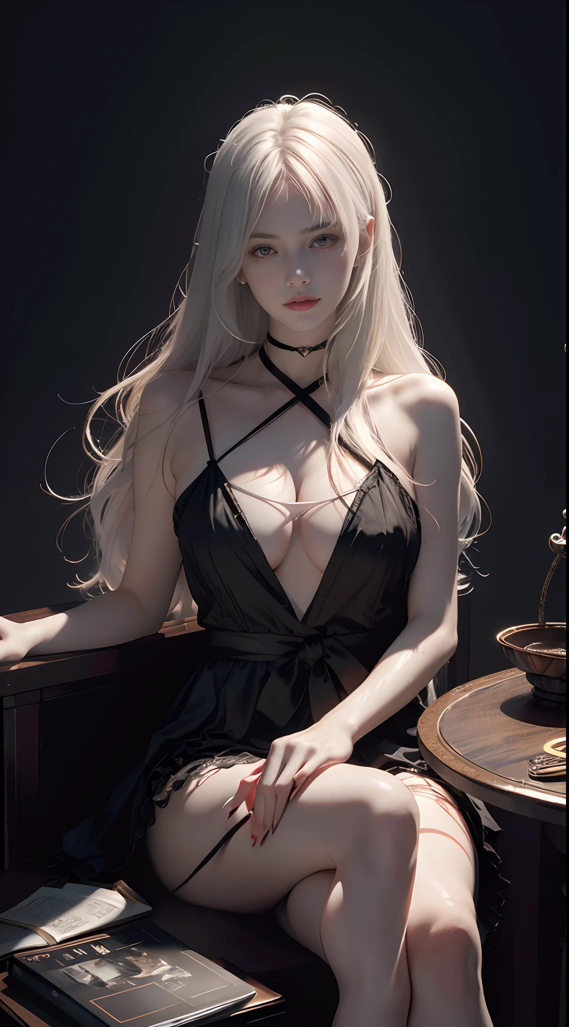 ((You may be one person to the world but you may also be the world to one person, paradox, Adrian Ghenie, jenny saville, edward hopper, dark art by James Jean, Takato Yamamoto)),(RAW photo, best quality), ((Nostalgia,1980s syle)),(A girl with a literary atmosphere:1.2),(realistic, photo-realistic:1.3), extremely delicate and beautiful, Amazing, finely detail, masterpiece, ultra-detailed, highres,best illustration, best shadow,intricate,depth of field,1girl,(long legs:1.4),long hair,messy hair,((((low key,dark scene,dimly lit)))),fat,(((soft lighting:1.4))),(pale skin:1.4),(shy smile),(cinematic angle),sharp focus, volumetric fog, 8k UHD, DSLR, high quality,( film grain:1.4), Fujifilm XT3,(looking at viewer)