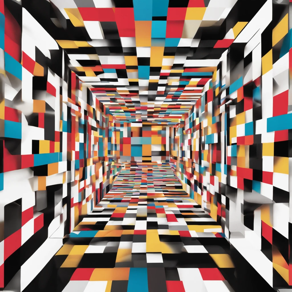 a white background with a colorful geometric design on it, a picture inspired by Richard Anuszkiewicz, behance, geometric abstract art, cmyk, symmetrical logo, 3 colour print, cubic blocks stripes cuts, cubic blocks stripes, single logo, geometric colorful, hypercube, not isometric, geometric design, isometry, cmyk color scheme
