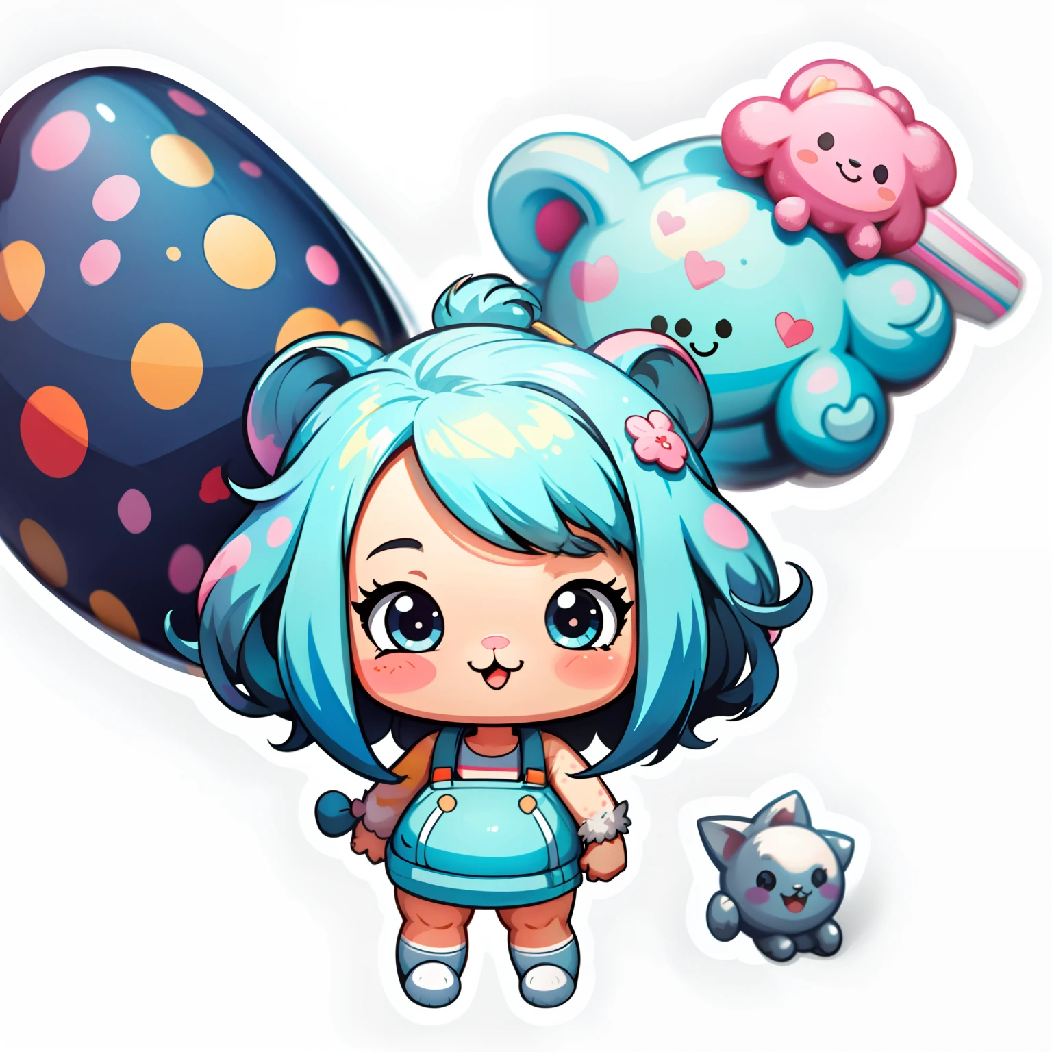 sticker,1girl,cute,kawaii,cute,chibi simple background,