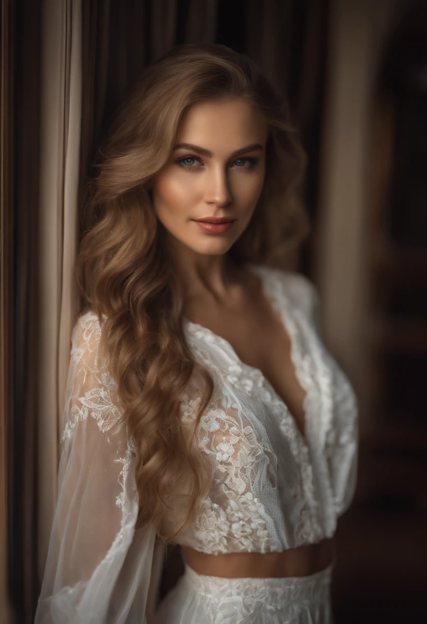 RAW, analog, Nikon Z 85mm,((best quality)), ((masterpiece)), ((realistic)),vintage image, gorgeous russian woman, blond, 22 year old, posing in a hotel wearing lingerie, wearing lingerie petite, smile with teeth showing, ((small breasts)), intricate details, highly detailed, sharp focus, professional, 4k, god rays, hand model, stunning brown eyes, petite,strong chin defined jawline strong cheekbones highres, detailed facial features, high detail, sharp focus, smooth, extremely detailed, photo_\(ultra\), photorealistic, realistic, post-processing, max detail, roughness, real life, ultra realistic, photorealism, 8k uhd, SEMI-SILHOUETTE light, slavic face, long blon hair, beautiful hair, real face face