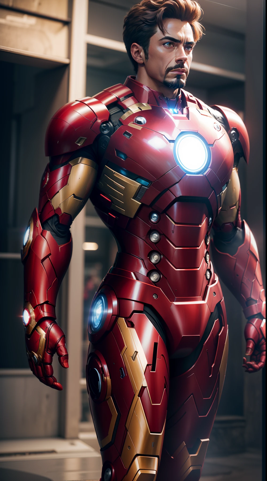 iron man super strong, muscular, 35mm lens, photography, ultra details, HDR, UHD,8K