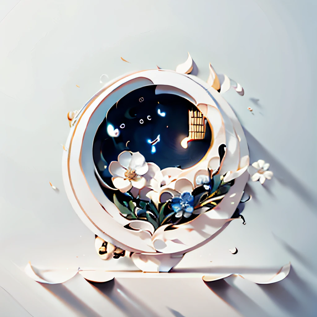 pictogram,There are flowers,There is a violin,musical note,Music related,logo,round form,Without background,white backgrounid