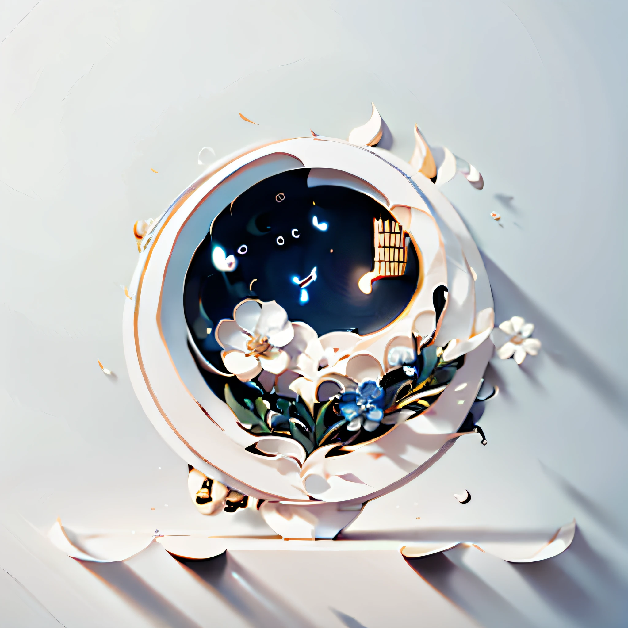 pictogram,There are flowers,There is a violin,musical note,Music related,logo,round form,Without background,white backgrounid