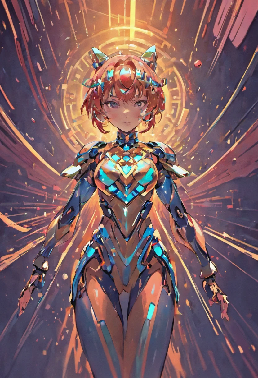 Irridescent color、Colorful pop mascot characters,Round and cute space robot, Farbe々ornamented、Colorful backgrounds,Fantasy,intricate-detail {brightened,K HD,32k constellations