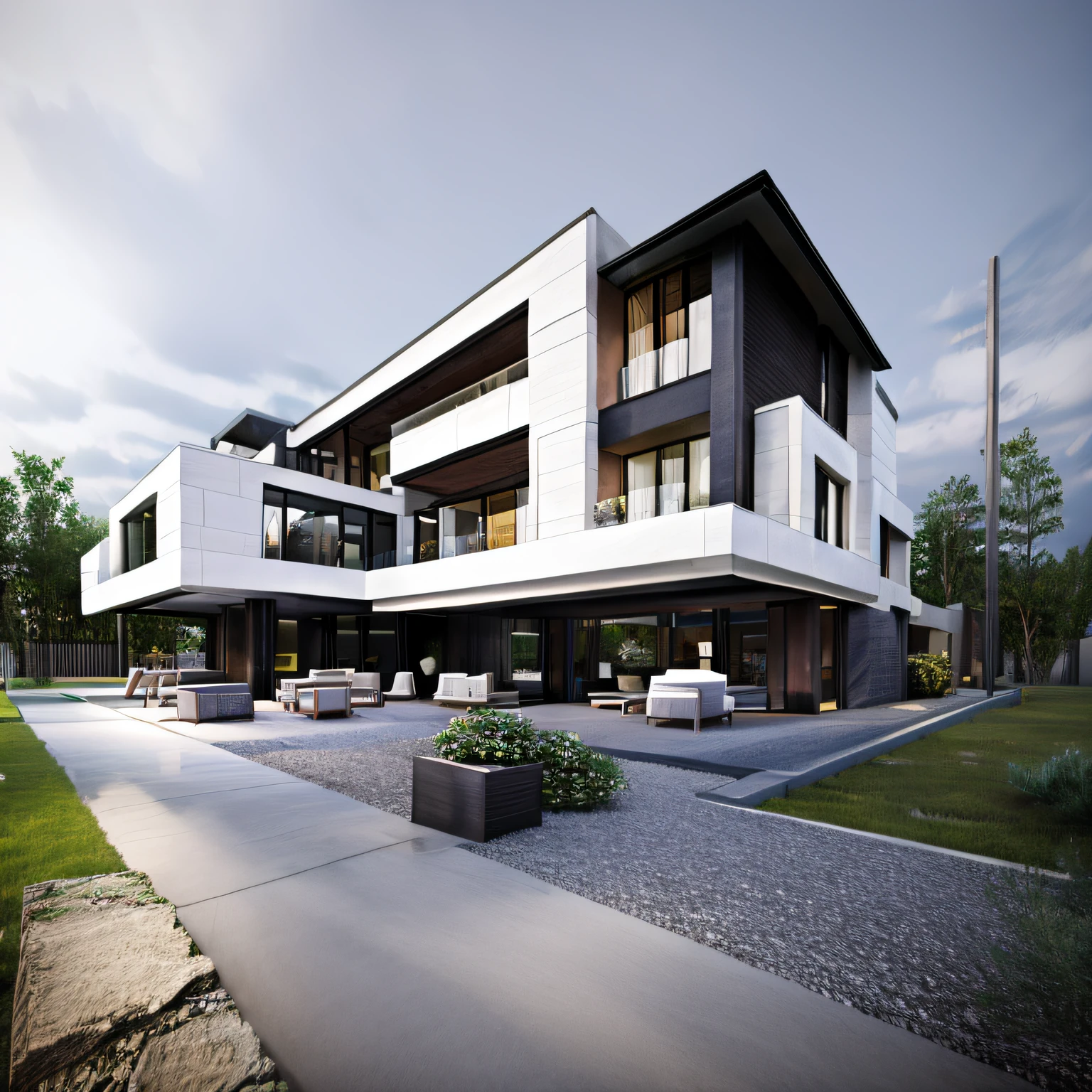 villa, exterior, raw photo