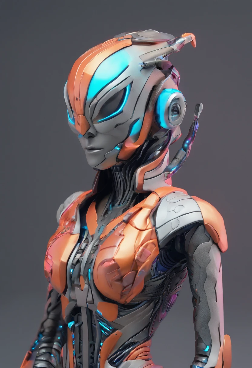 (Female protogen),Ciberpunk,mechanic,olhos brilhantes,metallic surface,display digital,advanced technology,futurista,luzes de neon,electromagnetic field,Arestas afiadas,design simplificado,organismo digital,biomechanic,Atmosfera misteriosa,viseira de vidro,sentidos aprimorados,energetic pose,invisible circuits,holographic projections,fios coloridos,Ciborgue Feminino