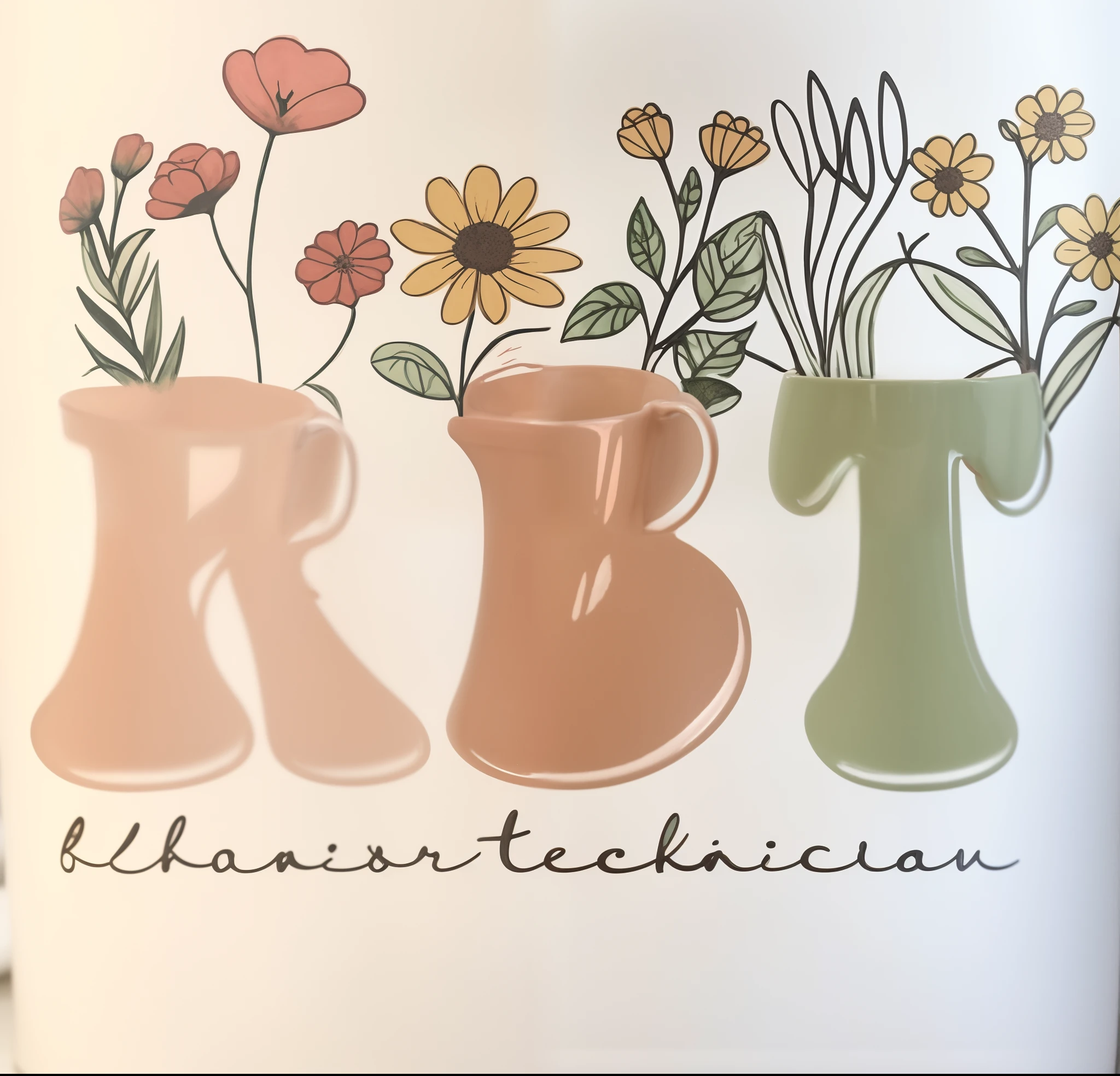 there is a mug with a flower design on it, inspired by Robt. L. Williams, illustrated logo, roygbiv, botanical rainbow backdrop, 😭🤮 💔, professional picture, by Robbie Trevino, rgba color, by Robert Richenburg, inspired by Robt L. Williams, by Robt. L. Williams, jenna barton