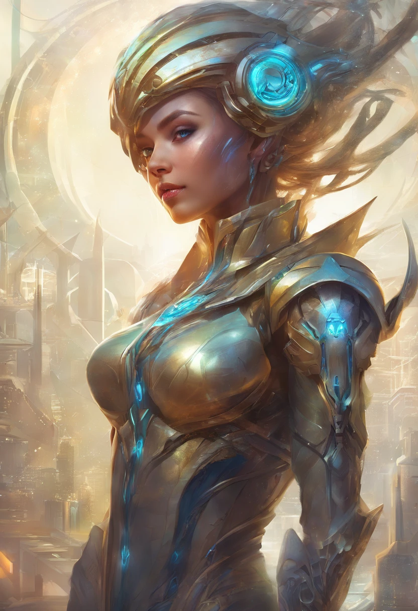 (female Protogen),cyberpunk,mechanical,glowing eyes,metallic surface,digital display,advanced technology,futuristic,neon lights,electromagnetic field,sharp edges,streamlined design,digital organism,biomechanical,mysterious atmosphere,glass visor,enhanced senses,energetic pose,invisible circuits,holographic projections,colorful wires,female cyborg