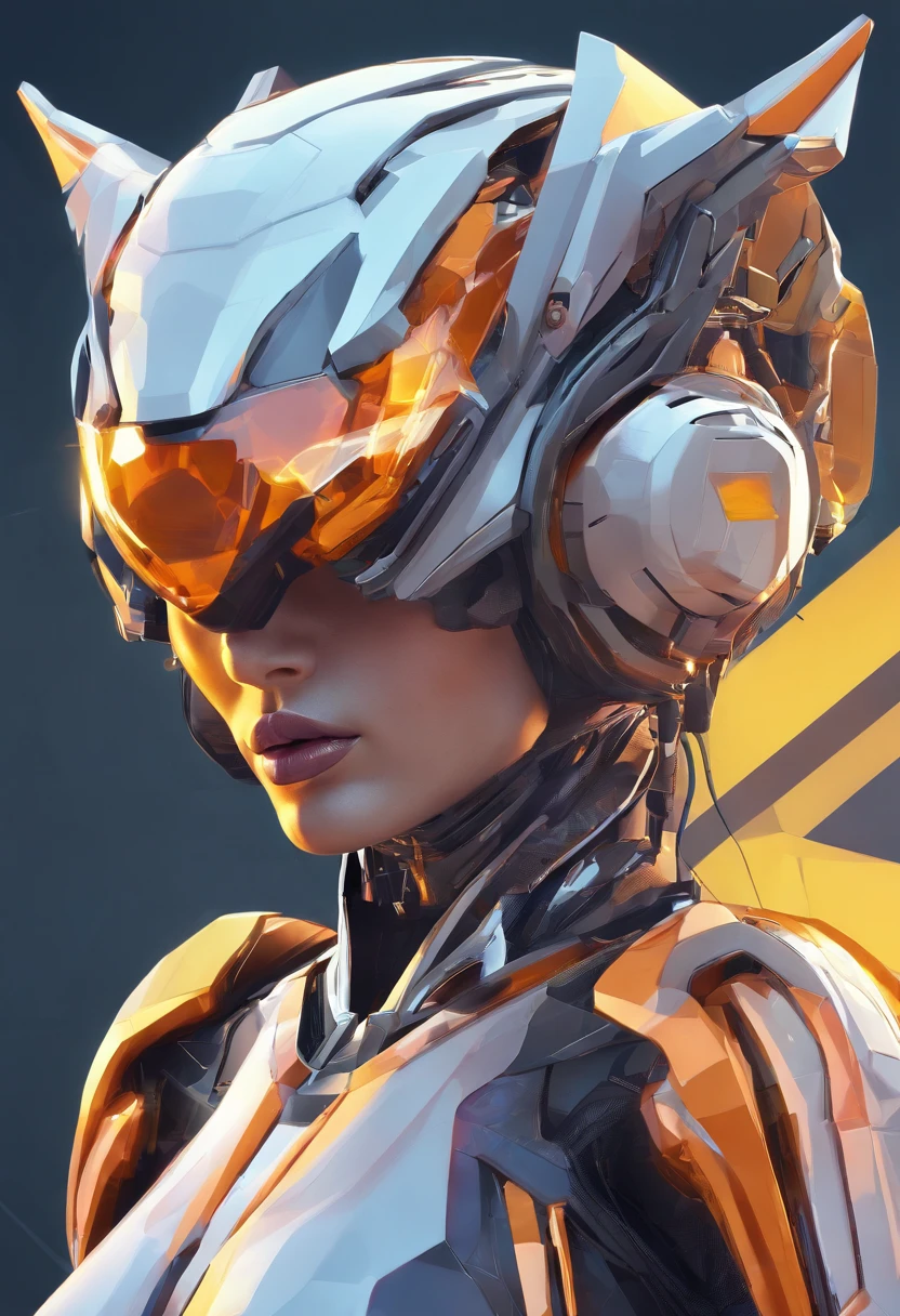 (female Protogen),cyberpunk,mechanical,glowing eyes,metallic surface,digital display,advanced technology,futuristic,neon lights,electromagnetic field,sharp edges,streamlined design,digital organism,biomechanical,mysterious atmosphere,glass visor,enhanced senses,energetic pose,invisible circuits,holographic projections,colorful wires,female cyborg