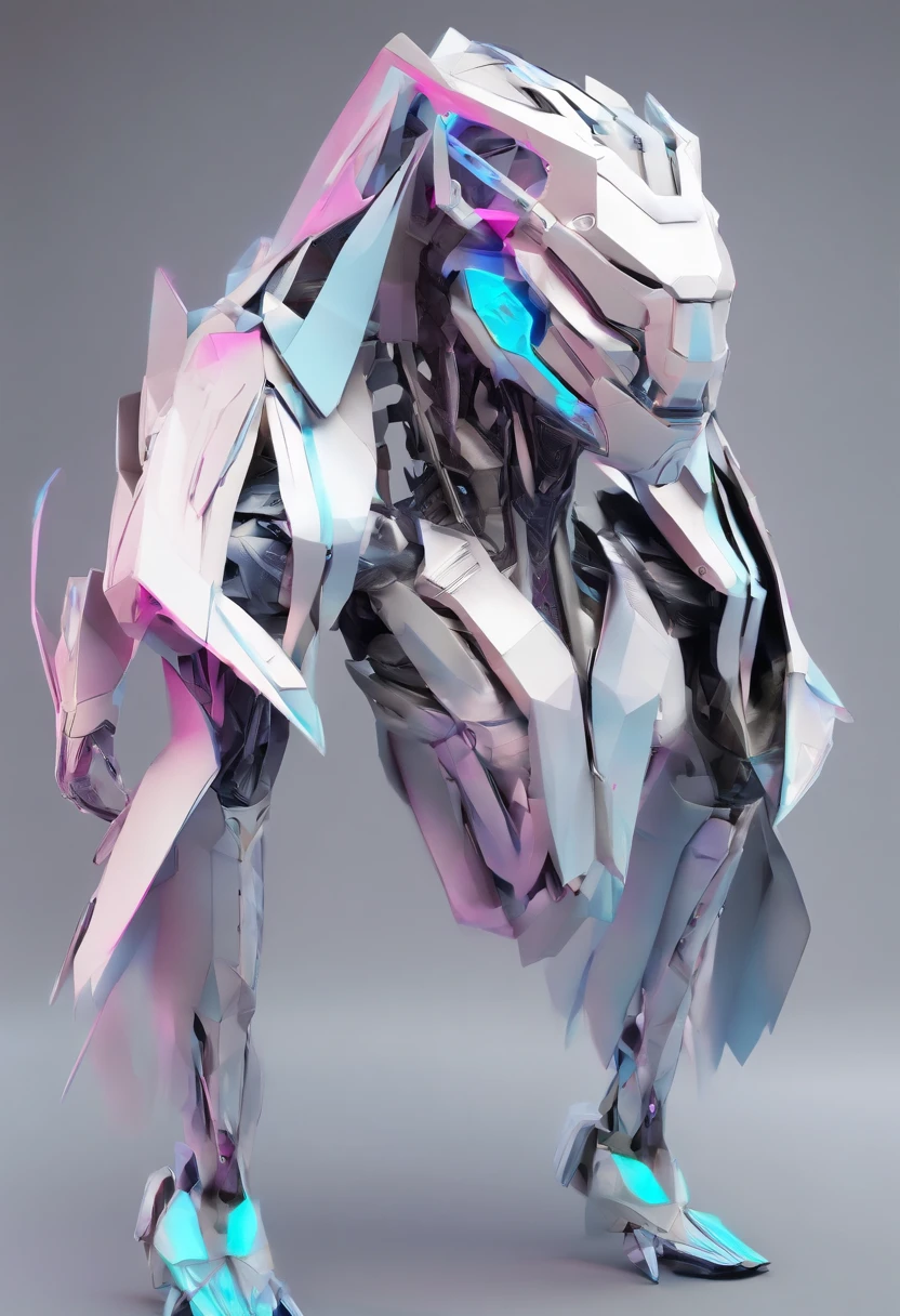 (female Protogen),cyberpunk,mechanical,glowing eyes,metallic surface,digital display,advanced technology,futuristic,neon lights,electromagnetic field,sharp edges,streamlined design,digital organism,biomechanical,mysterious atmosphere,glass visor,enhanced senses,energetic pose,invisible circuits,holographic projections,colorful wires,female cyborg
