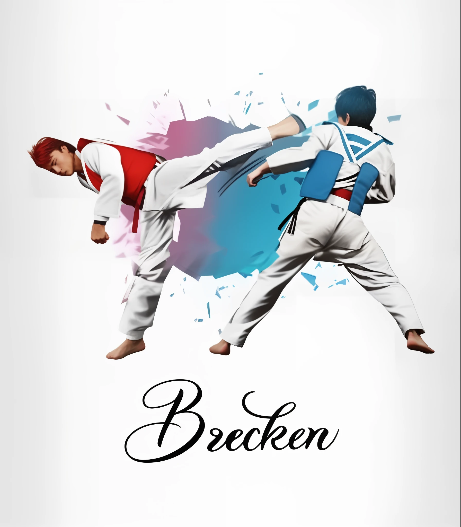 a close up of two people in karate gear on a white background, broken, by Bertram Brooker, inspired by Baiōken Eishun, arrakeen, ronen bekerman, broken down, broken bones, by Frederik Vermehren, by Quirijn van Brekelenkam, breaking, breakdown