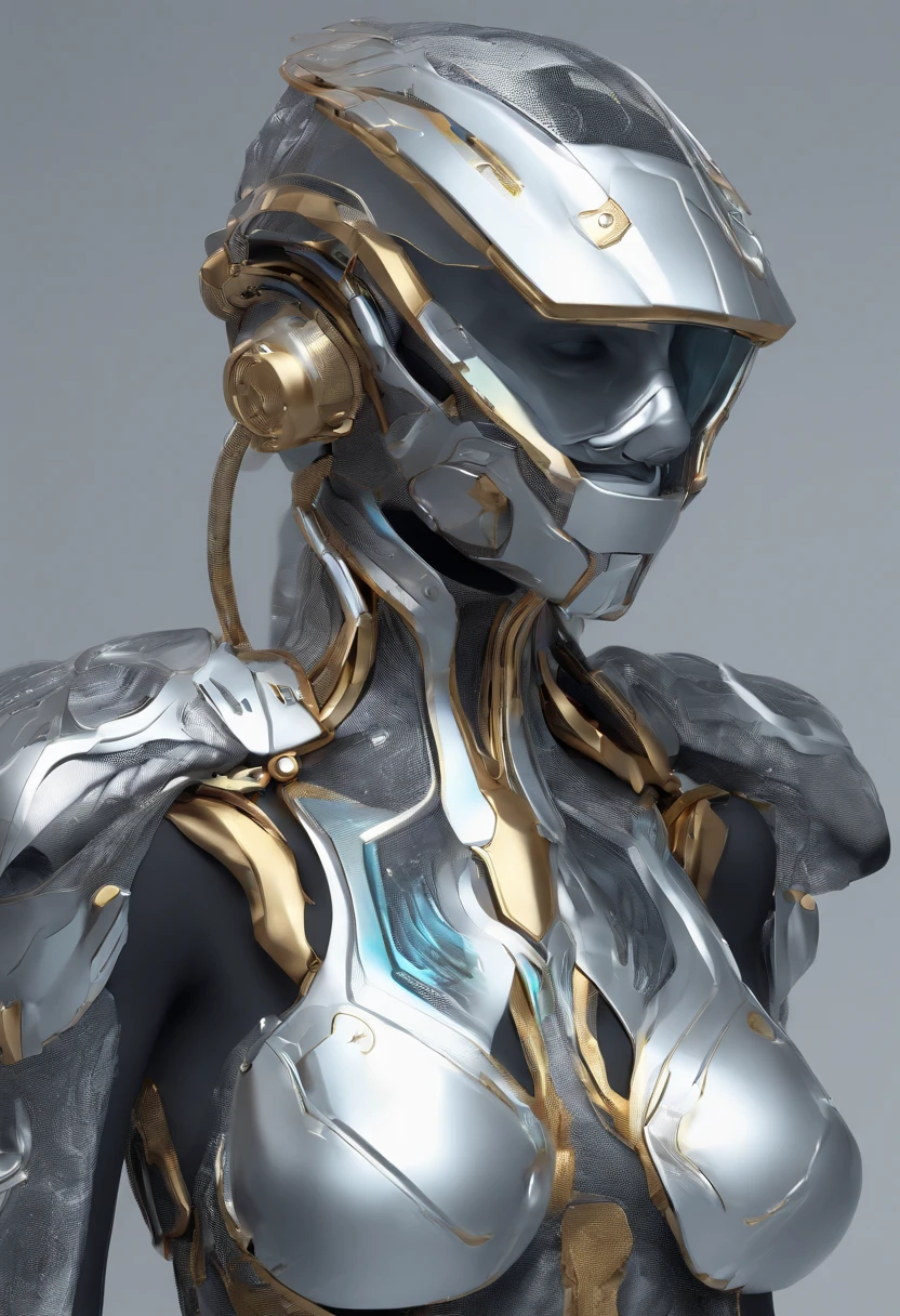 (female Protogen),cyberpunk,mechanical,glowing eyes,metallic surface,digital display,advanced technology,futuristic,neon lights,electromagnetic field,sharp edges,streamlined design,digital organism,biomechanical,mysterious atmosphere,glass visor,enhanced senses,energetic pose,invisible circuits,holographic projections,colorful wires,female cyborg