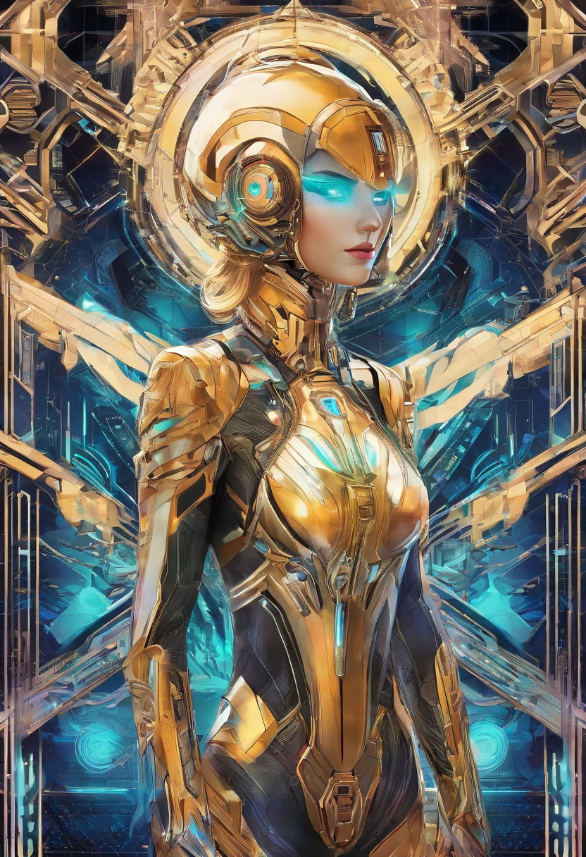 (female Protogen),cyberpunk,mechanical,glowing eyes,metallic surface,digital display,advanced technology,futuristic,neon lights,electromagnetic field,sharp edges,streamlined design,digital organism,biomechanical,mysterious atmosphere,glass visor,enhanced senses,energetic pose,invisible circuits,holographic projections,colorful wires,female cyborg