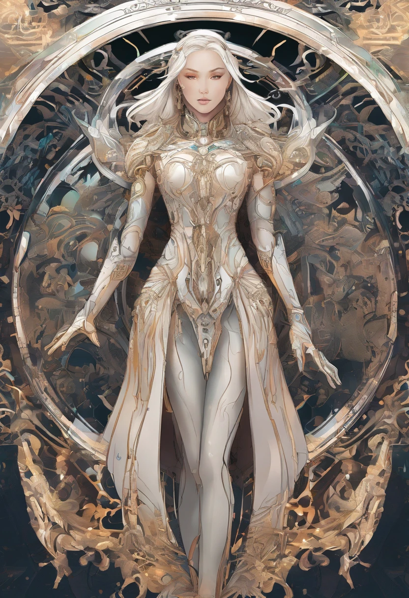 (female Protogen),cyberpunk,mechanical,glowing eyes,metallic surface,digital display,advanced technology,futuristic,neon lights,electromagnetic field,sharp edges,streamlined design,digital organism,biomechanical,mysterious atmosphere,glass visor,enhanced senses,energetic pose,invisible circuits,holographic projections,colorful wires,female cyborg