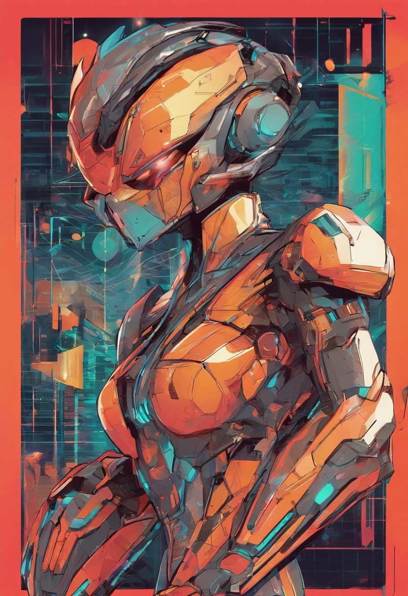 (female Protogen),cyberpunk,mechanical,glowing eyes,metallic surface,digital display,advanced technology,futuristic,neon lights,electromagnetic field,sharp edges,streamlined design,digital organism,biomechanical,mysterious atmosphere,glass visor,enhanced senses,energetic pose,invisible circuits,holographic projections,colorful wires,female cyborg