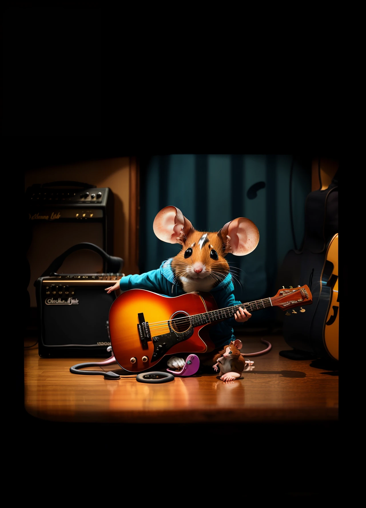 Mouse playing guitar