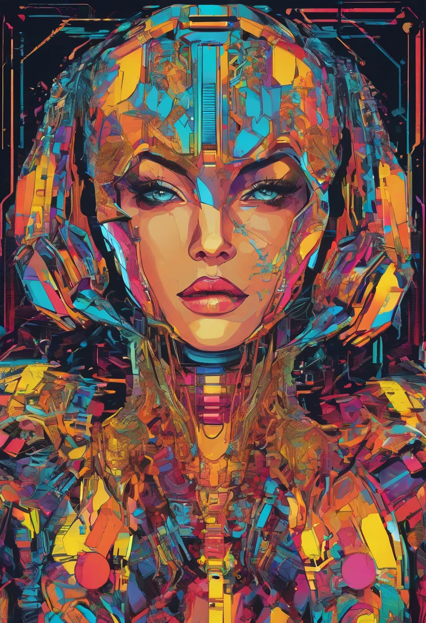 (female Protogen),cyberpunk,mechanical,glowing eyes,metallic surface,digital display,advanced technology,futuristic,neon lights,electromagnetic field,sharp edges,streamlined design,digital organism,biomechanical,mysterious atmosphere,glass visor,enhanced senses,energetic pose,invisible circuits,holographic projections,colorful wires,female cyborg