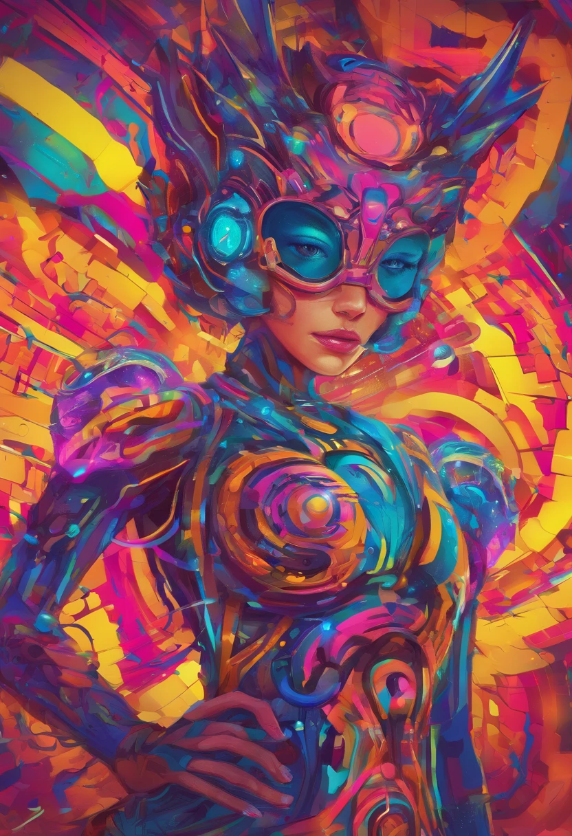 (female Protogen),cyberpunk,mechanical,glowing eyes,metallic surface,digital display,advanced technology,futuristic,neon lights,electromagnetic field,sharp edges,streamlined design,digital organism,biomechanical,mysterious atmosphere,glass visor,enhanced senses,energetic pose,invisible circuits,holographic projections,colorful wires,female cyborg