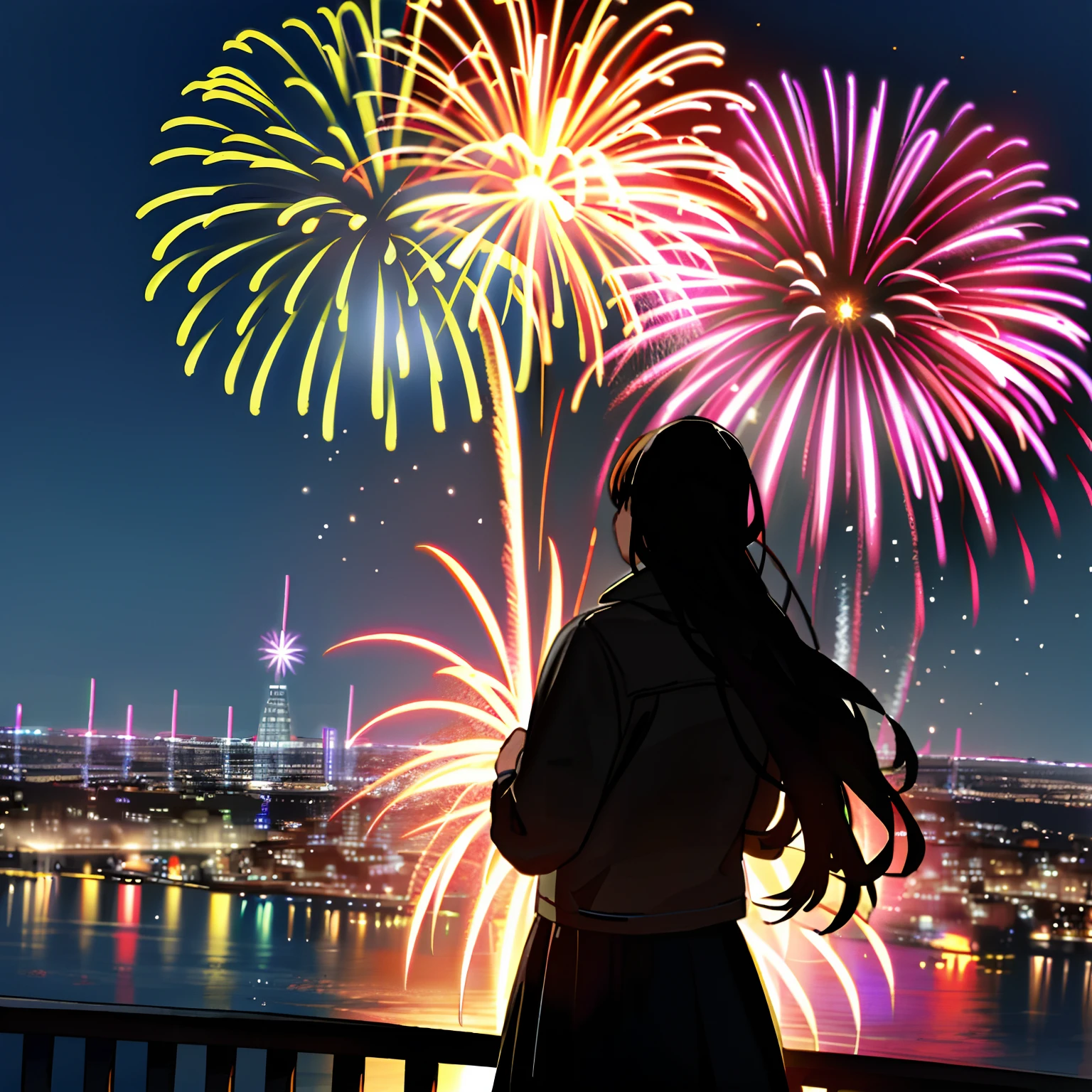 Spectacular fireworks display. The fireworks are huge