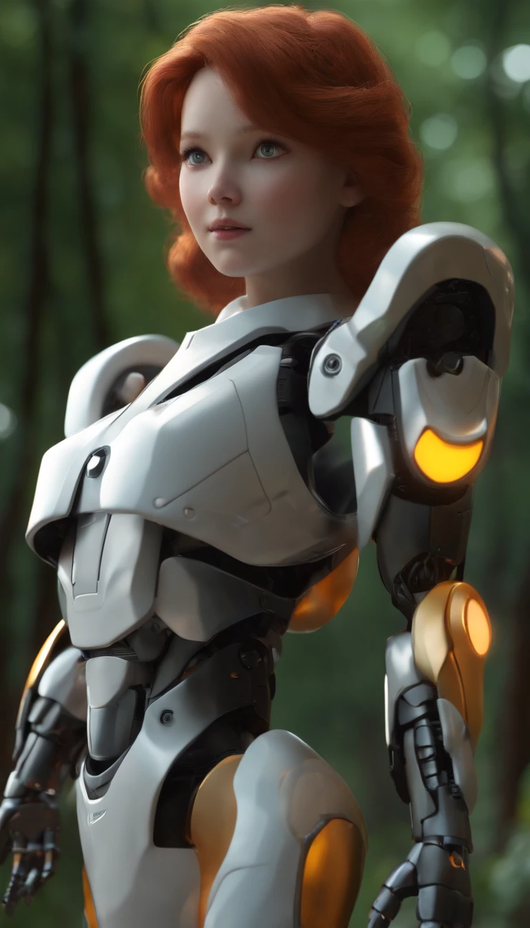 (Highly detailed CG Unity 16k wallpaper:1.1), (Denoising strength: 1.45), (tmasterpiece:1.37), Side lighting, Lifelike texture, redhead woman, from behind, See the enchanted forest darker and darker, cute-style, Small, Big head, ((Q version)), pokemon style, Machine Style, cinematic texture, Figure, Pokémon, movie lights, Heavy Robot Arm, Mechanical belly, mechanical legs, mechanical legs, Mechanical feeling, Background Surround Lightning, spinning, Colorful lightning, Cool, Clean white background, Premium Color, Full Body 3D Model, action, Fashion Blind Box Toys. (Filled Body:1.2), Chibi, 3D Rendering, Ray tracing, god rays, spark of light, Glowing light, nffsw, awardwinning