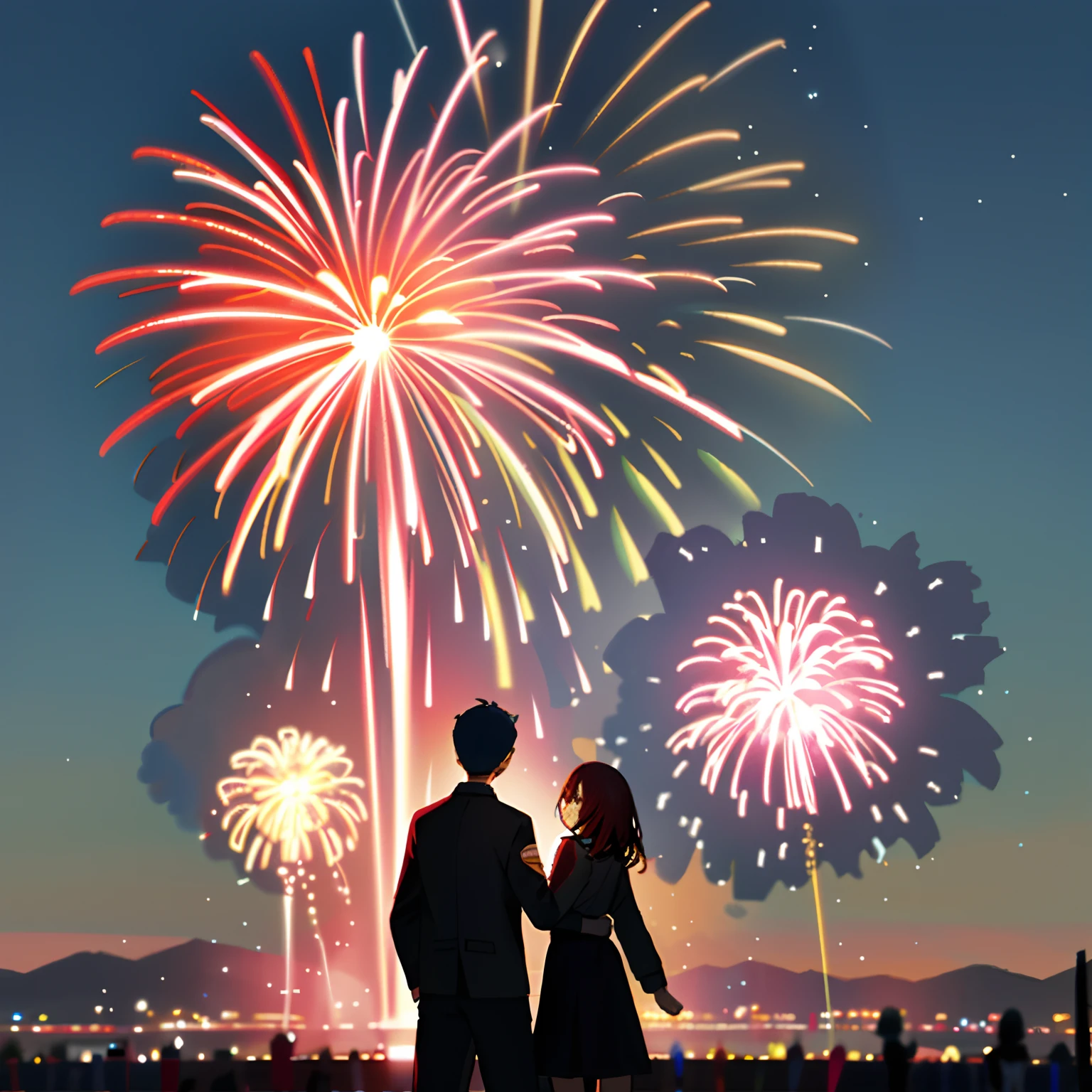Spectacular fireworks display. The fireworks are huge