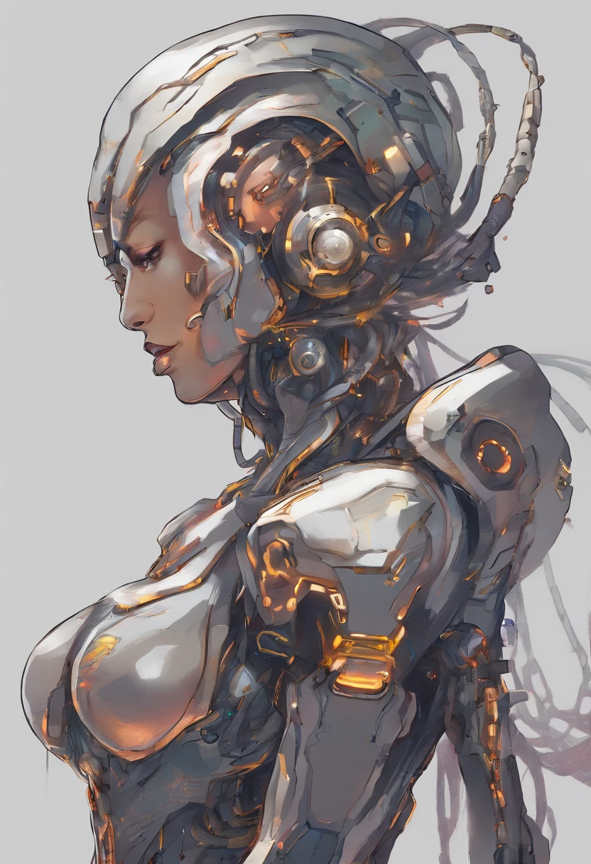 (female Protogen),cyberpunk,mechanical,glowing eyes,metallic surface,digital display,advanced technology,futuristic,neon lights,electromagnetic field,sharp edges,streamlined design,digital organism,biomechanical,mysterious atmosphere,glass visor,enhanced senses,energetic pose,invisible circuits,holographic projections,colorful wires,female cyborg