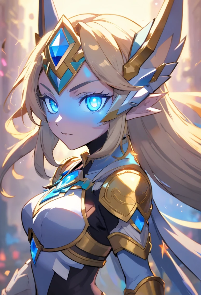(female Protogen),cyberpunk,mechanical,glowing eyes,metallic surface,digital display,advanced technology,futuristic,neon lights,electromagnetic field,sharp edges,streamlined design,digital organism,biomechanical,mysterious atmosphere,glass visor,enhanced senses,energetic pose,invisible circuits,holographic projections,colorful wires,female cyborg