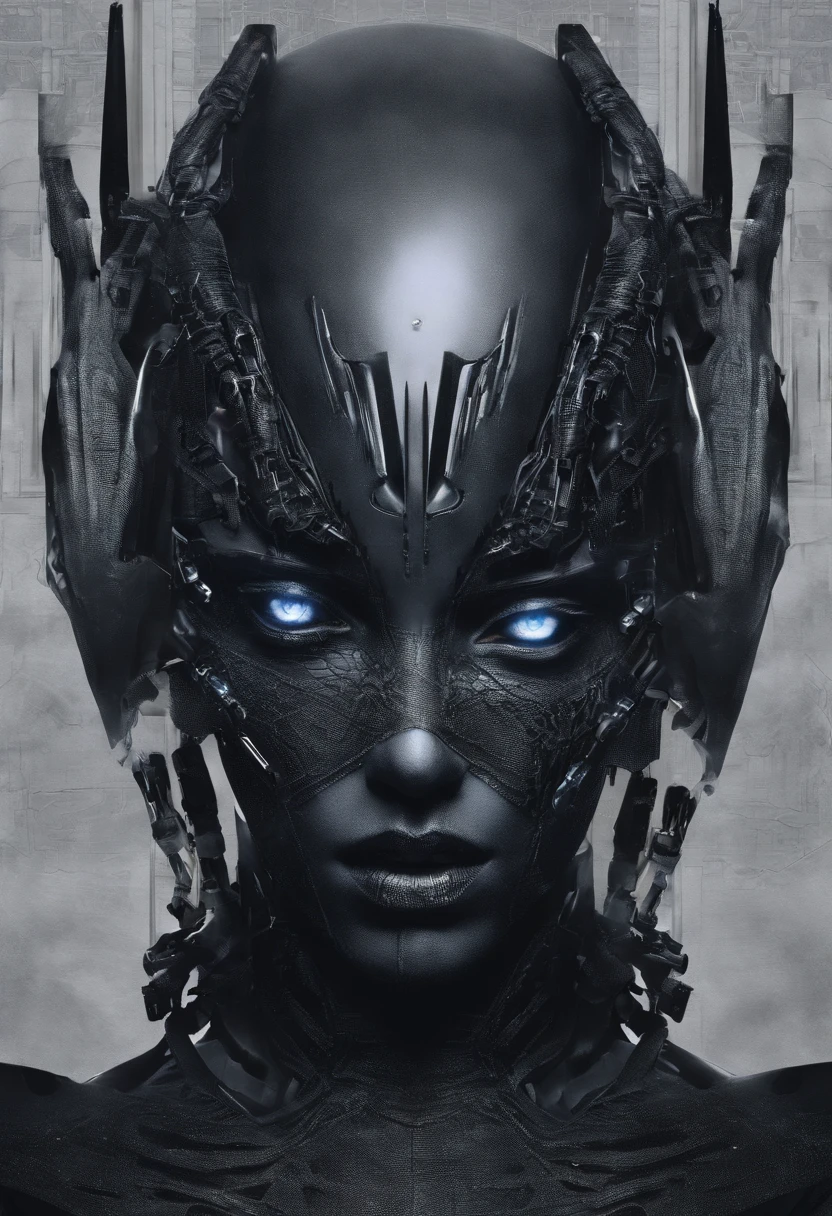 (female Protogen),cyberpunk,mechanical,glowing eyes,metallic surface,digital display,advanced technology,futuristic,neon lights,electromagnetic field,sharp edges,streamlined design,digital organism,biomechanical,mysterious atmosphere,glass visor,enhanced senses,energetic pose,invisible circuits,holographic projections,colorful wires,female cyborg