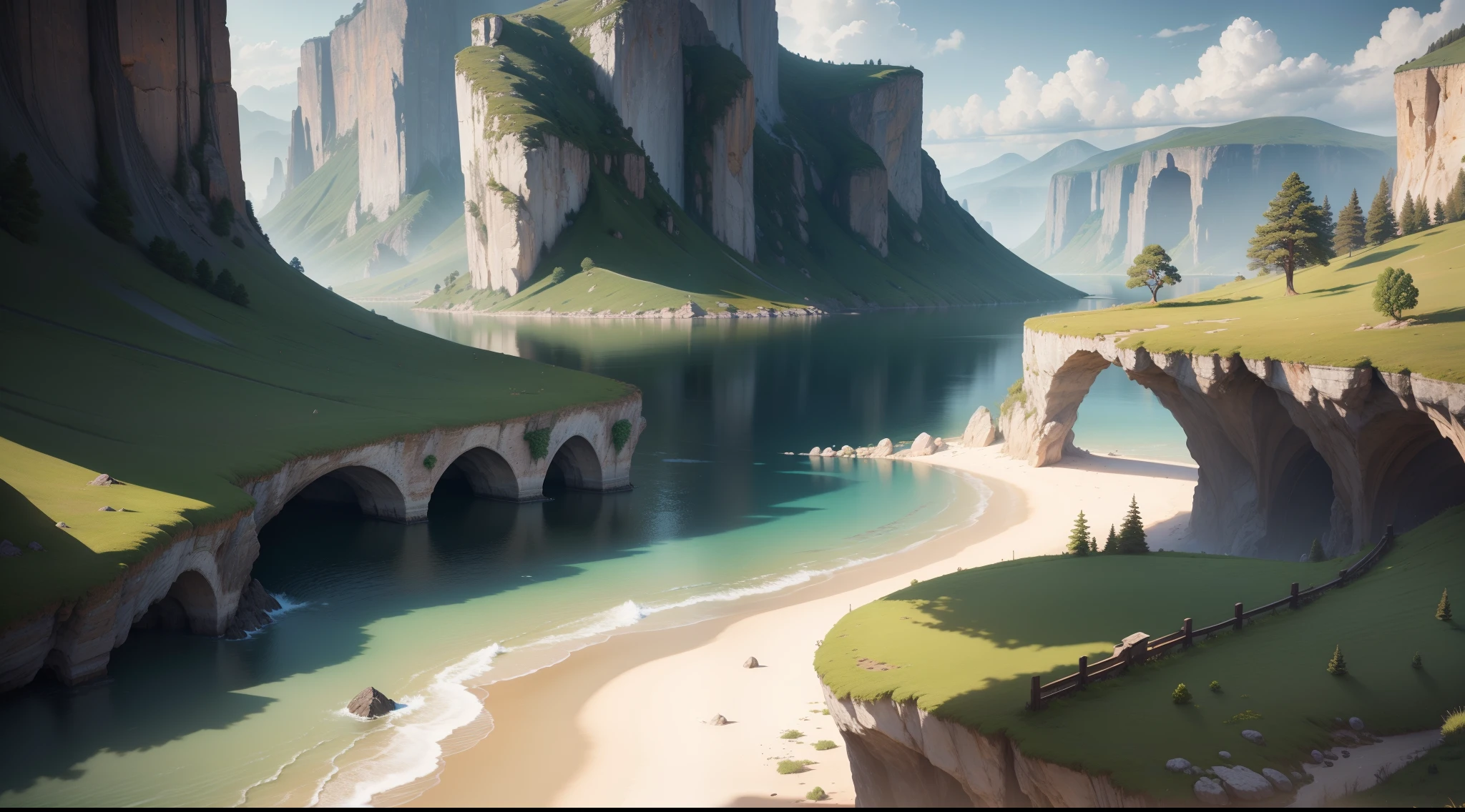 landscape, water (extremely detailed CG unity 8k wallpaper), the most beautiful artwork in the world, professional majestic oil painting, intricate, high detail, sharp focus, dramatic, photorealistic painting
