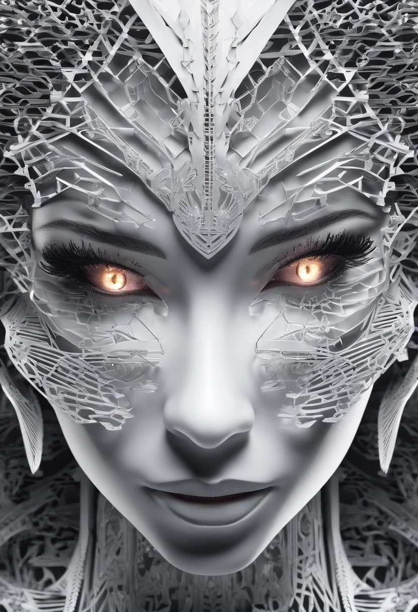 (female Protogen),cyberpunk,mechanical,glowing eyes,metallic surface,digital display,advanced technology,futuristic,neon lights,electromagnetic field,sharp edges,streamlined design,digital organism,biomechanical,mysterious atmosphere,glass visor,enhanced senses,energetic pose,invisible circuits,holographic projections,colorful wires,female cyborg