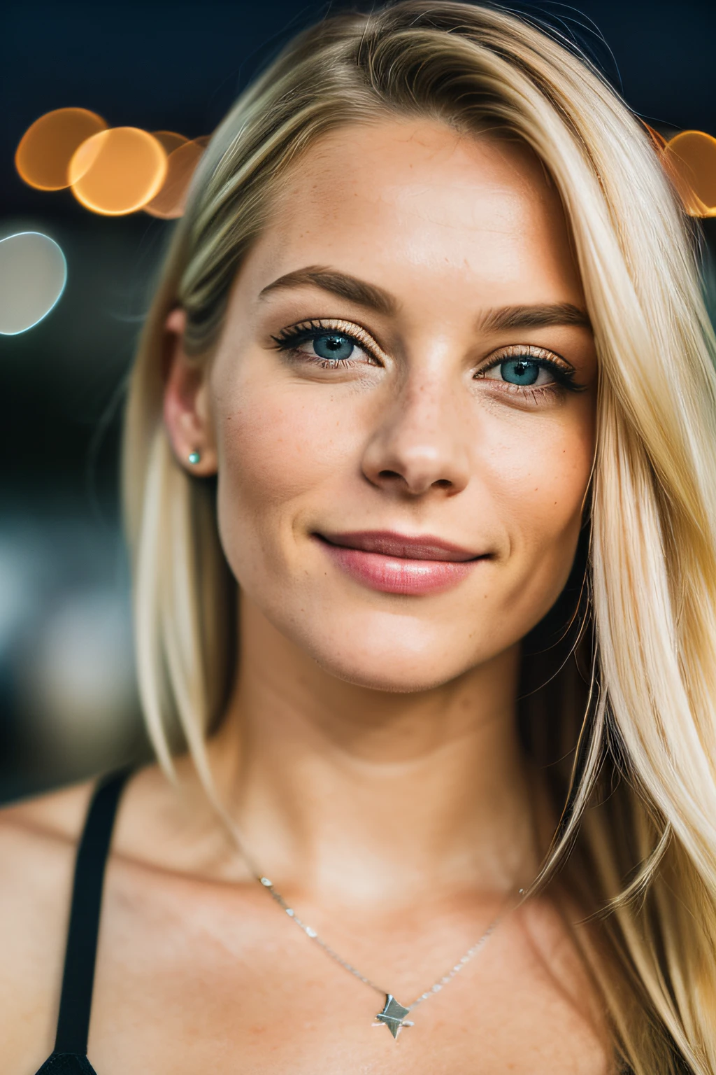 RAW uhd portrait of 24 year old blonde close-up, Natural blonde hair, Burgen, wellig, (Brown-eyed woman) in der Wohnung, Vorgeschichte von New York City, Starry night sky, ,Natutal breasts_B, The background of the city's night night, (Rotes Sommerkleid), (Ausschnitt), Detailliert (GeweBe!, Haar!, Helligkeit, FarBe!, Mangelhaftigkeiten:1.1), Hohe Detailgenauigkeit der hellen Augen, (Blick in die Kamera),  Spiegelnde Beleuchtung, DSLR, ultra quality, Scharfer Fokus, scharf, depth of fields, Filmkorn, (zentriert), Fujifilm XT3, kristallklar, Die Mitte des Rahmens, niedliches Gesicht, Scharfer Fokus, Laternenpfahl, Neonlichter, Bokeh, (schwach Beleuchtet), lowkey, in der Nacht, (Nachthimmel)