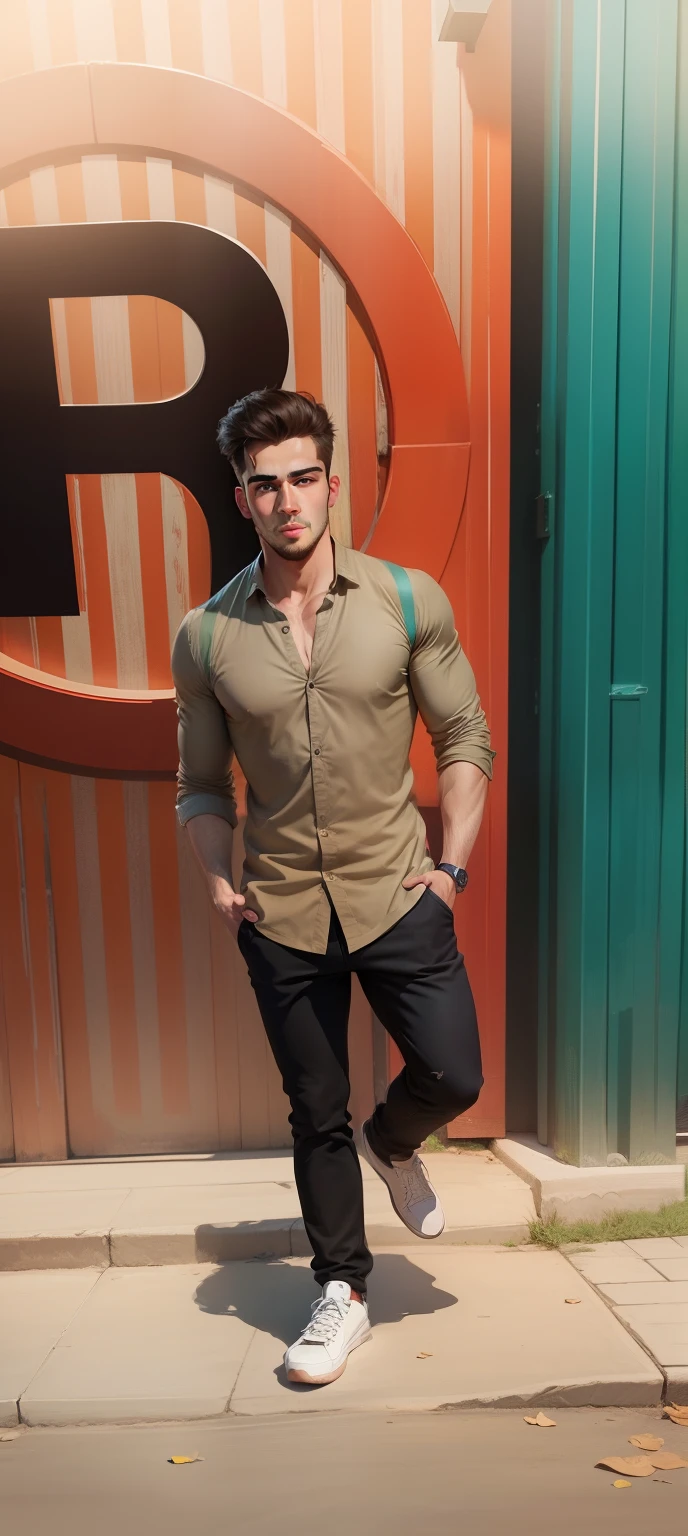 Change background handsome boy cartoon realistic face