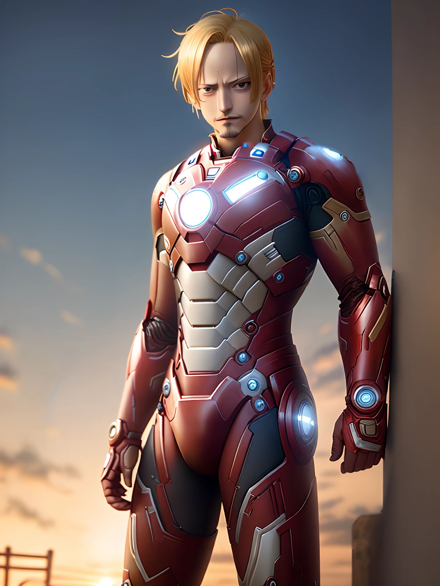 Realistic, detailed, wearing Ironman suit