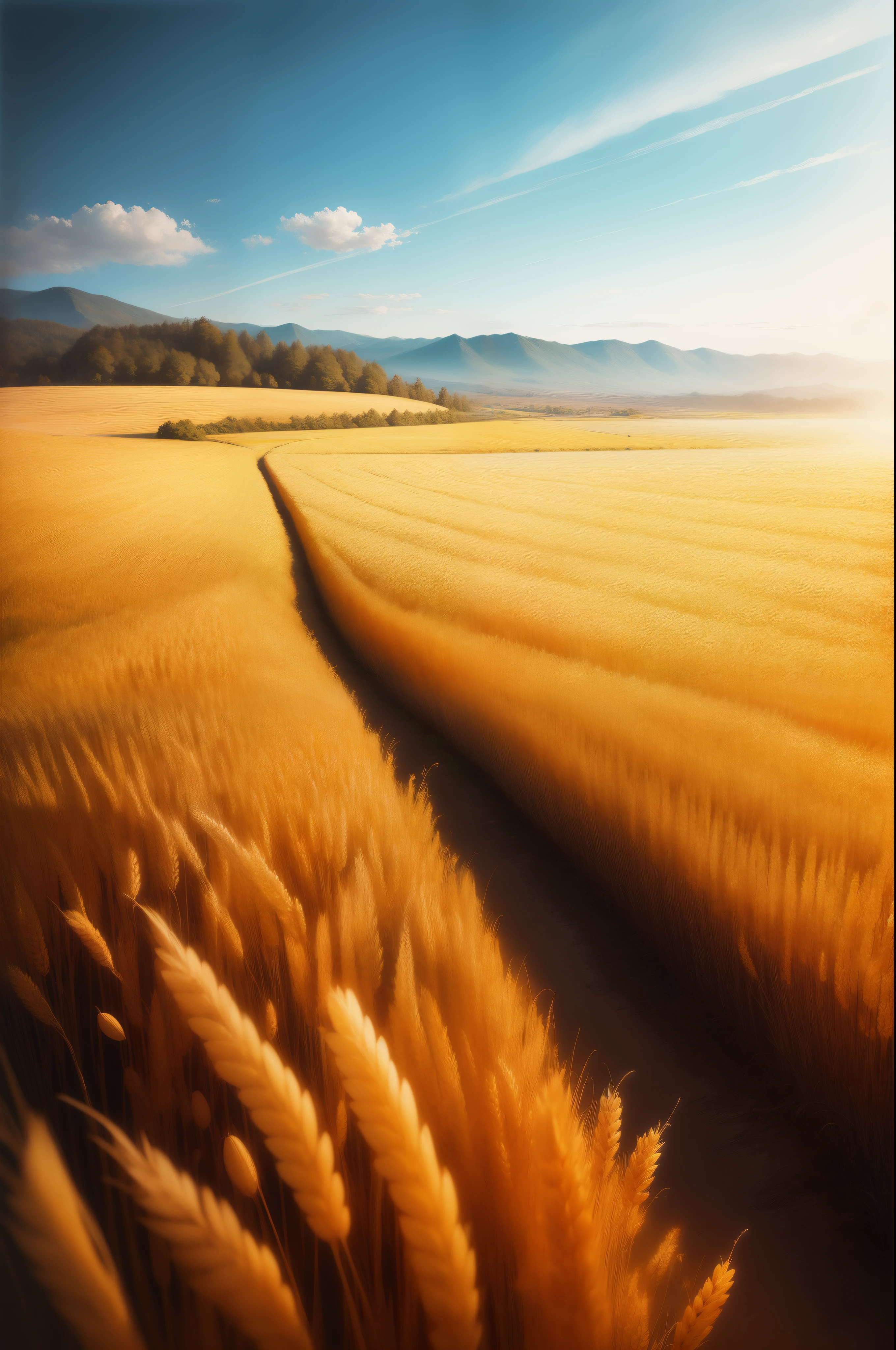 wheat field,oil painted,photorealestic