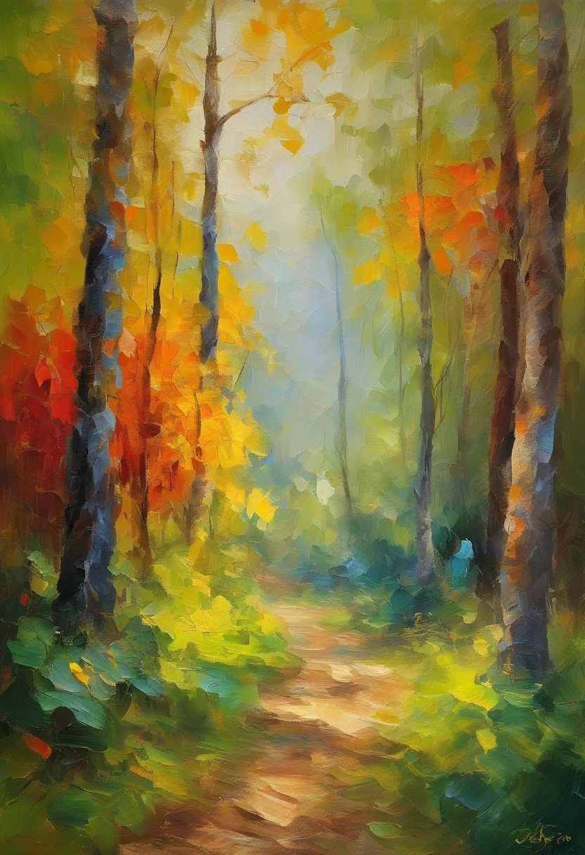 tmasterpiece、top-quality、Morning、closeup cleavage、with light glowing、Fresh morning sun、(Spark:0.7) 、stroll、Landscapes，the trees，ln the forest，casa，big trees