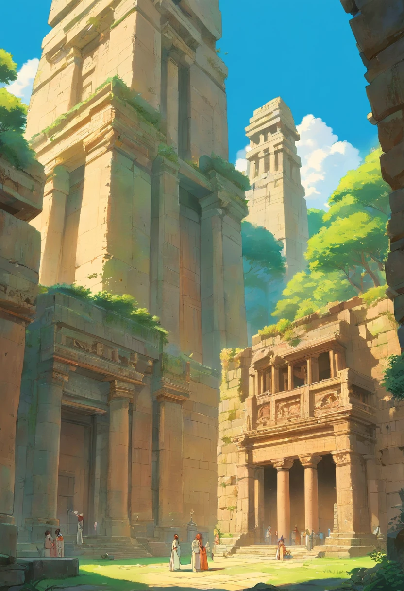 A highly developed civilization builds Baalbek, seres gigantes extraterrestres realizando um ritual, uma singularidade celestial, Campos de energia