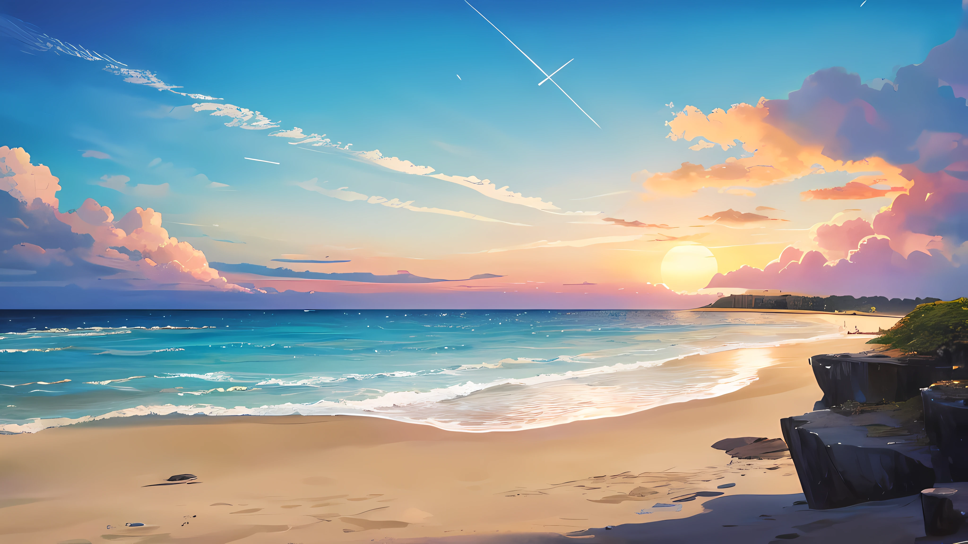 Scenery , Beach , Sea , Summer Season , Sky , Day , shooting stars in the sky , Sun , Breeze