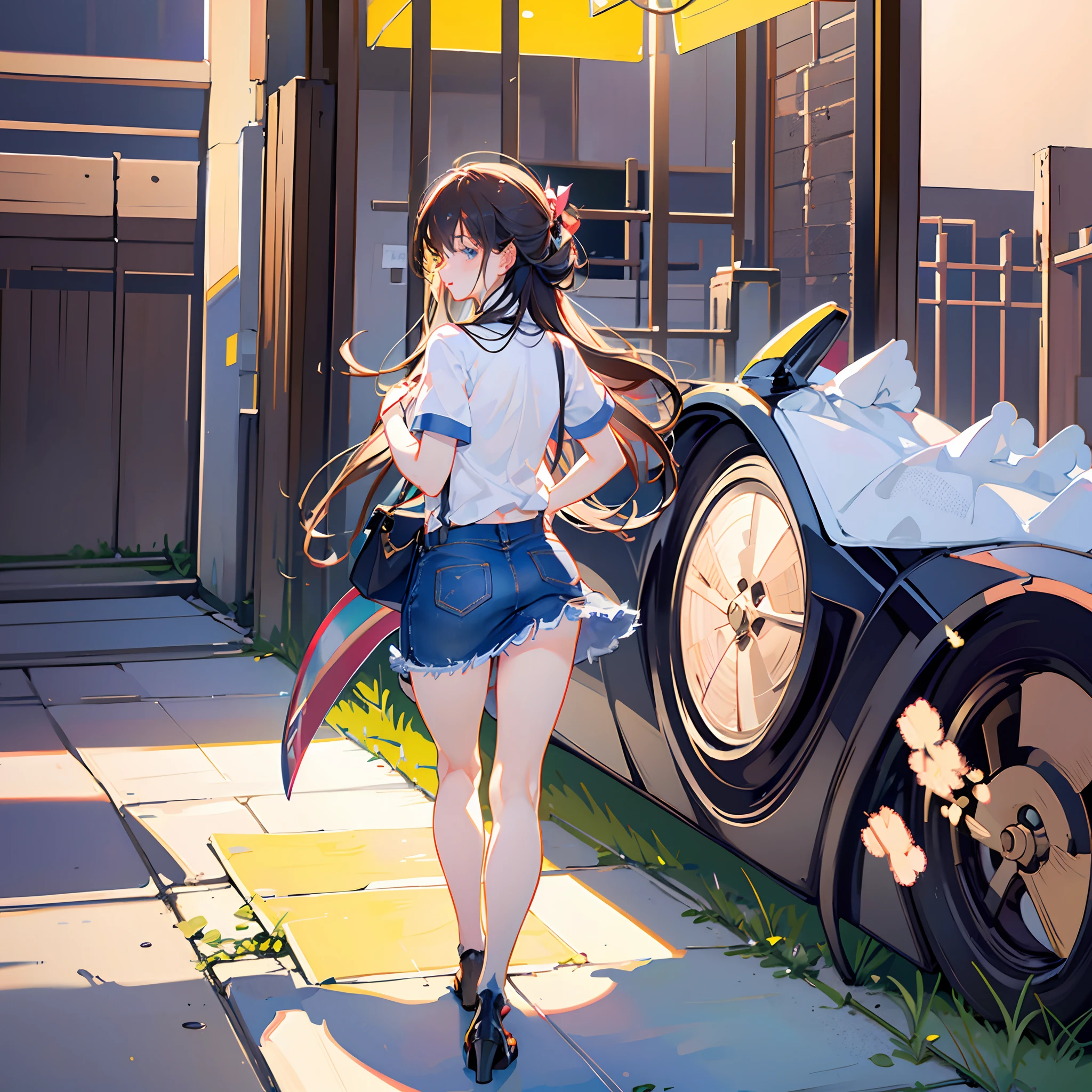 turn ass、Denim skirt、A sexy、Cute