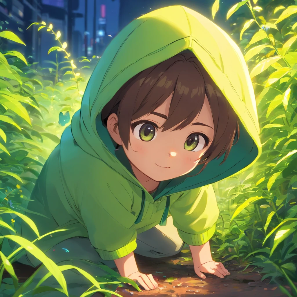 Adorable caterpillars in Pixar movie style, Wearing a hood, cinematic lightening, Depth detection, ultra-detailliert, The 8k quality.